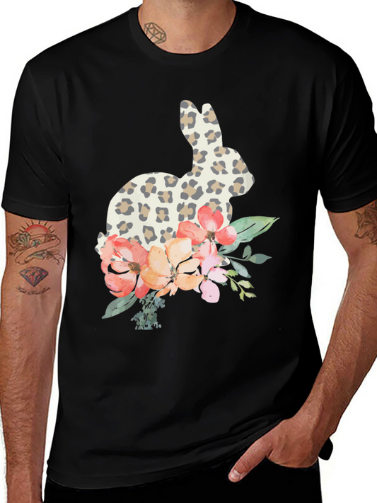 Floral Bunny Graphic Tee - Easter Spring Casual