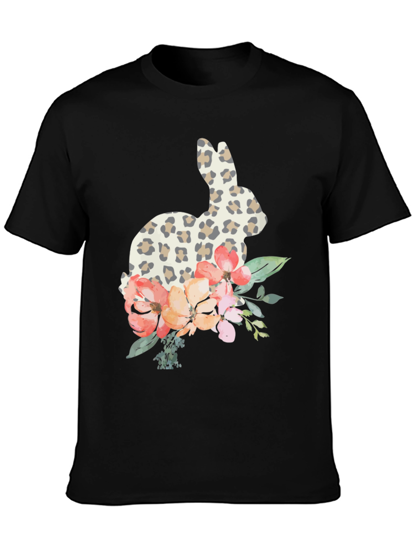 Floral Bunny Graphic Tee - Easter Spring Casual