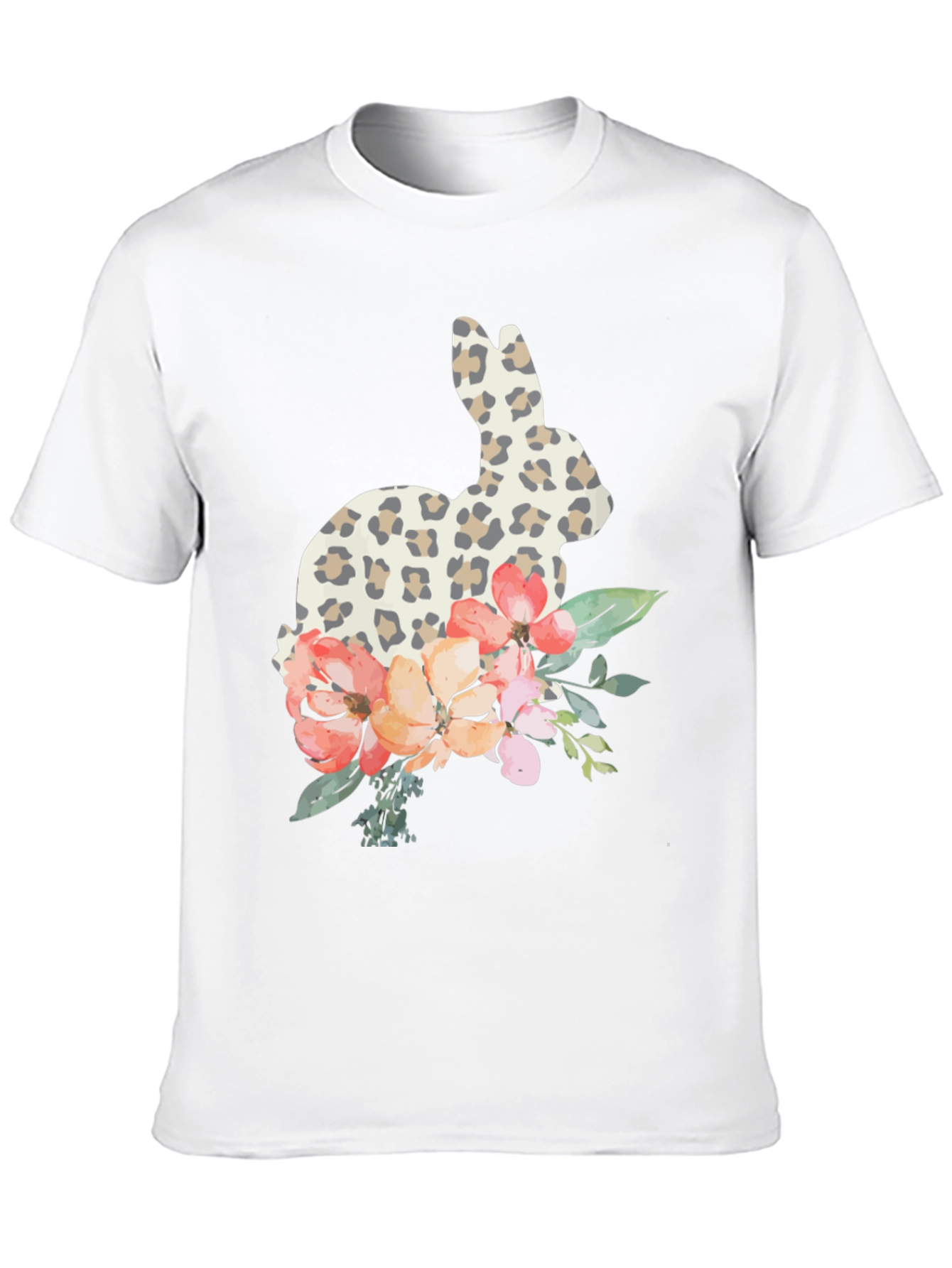 Floral Bunny Graphic Tee - Easter Spring Casual