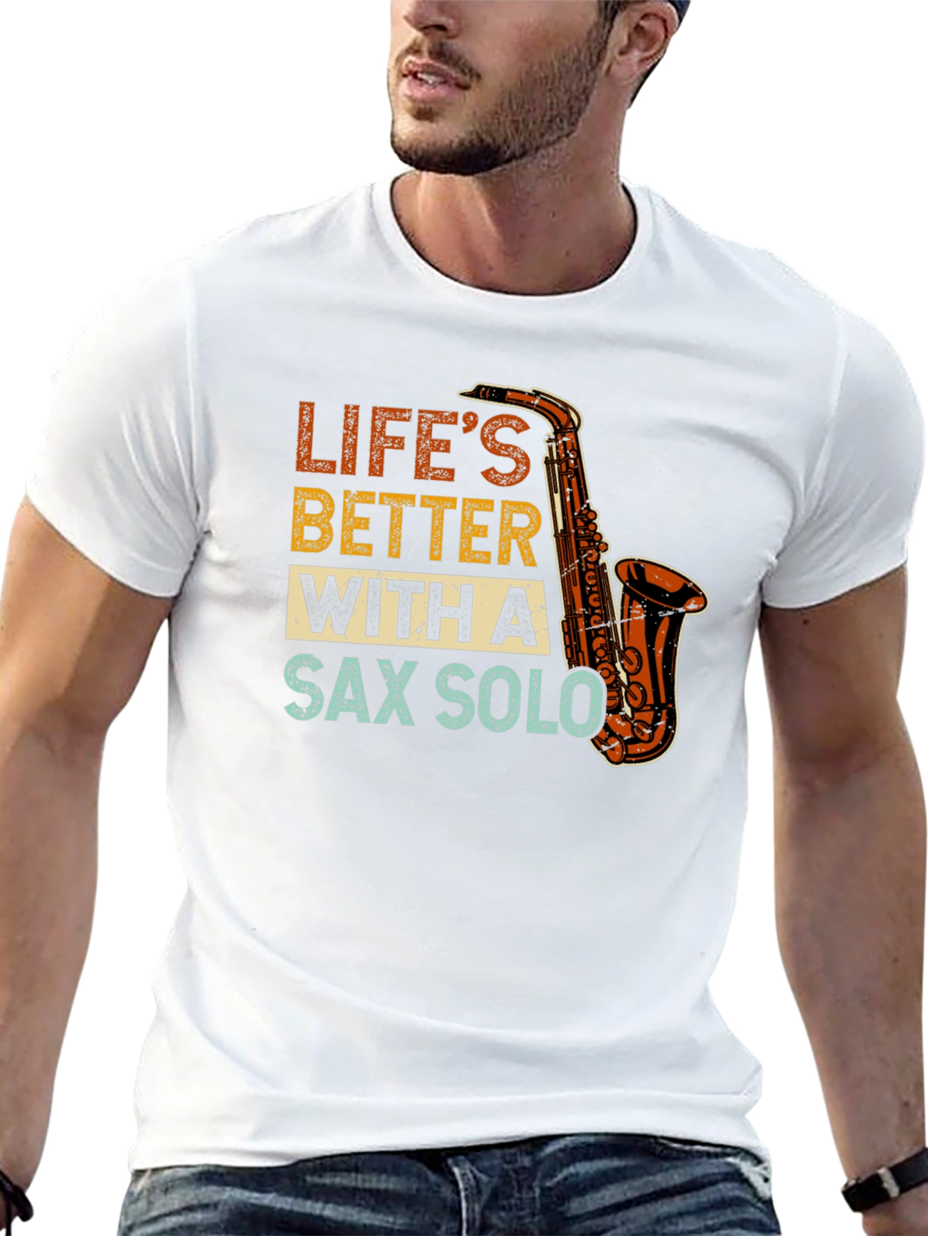 Lifes Better With Sax Solo Black T-Shirt
