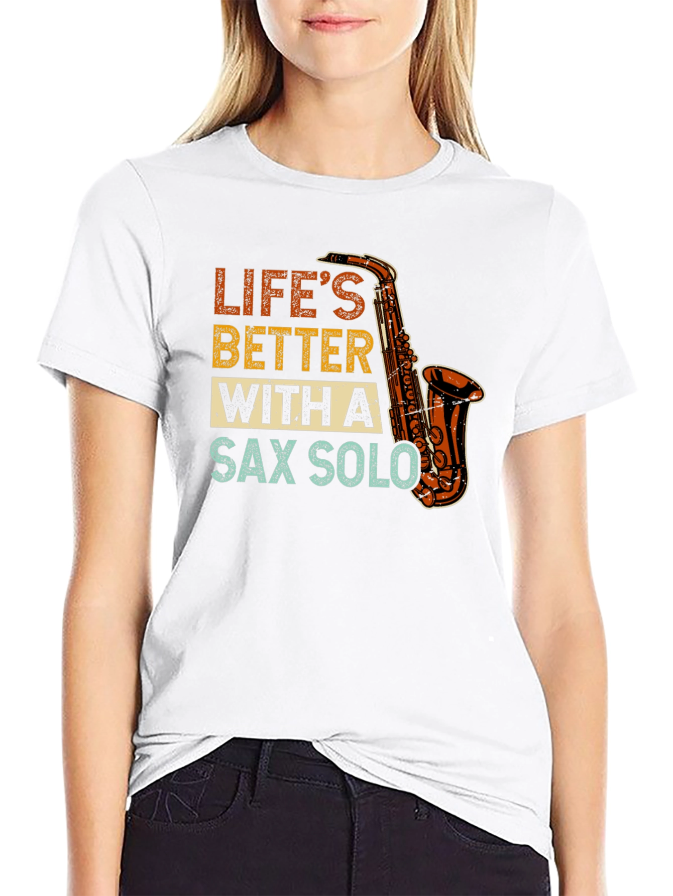 Lifes Better With Sax Solo Black T-Shirt