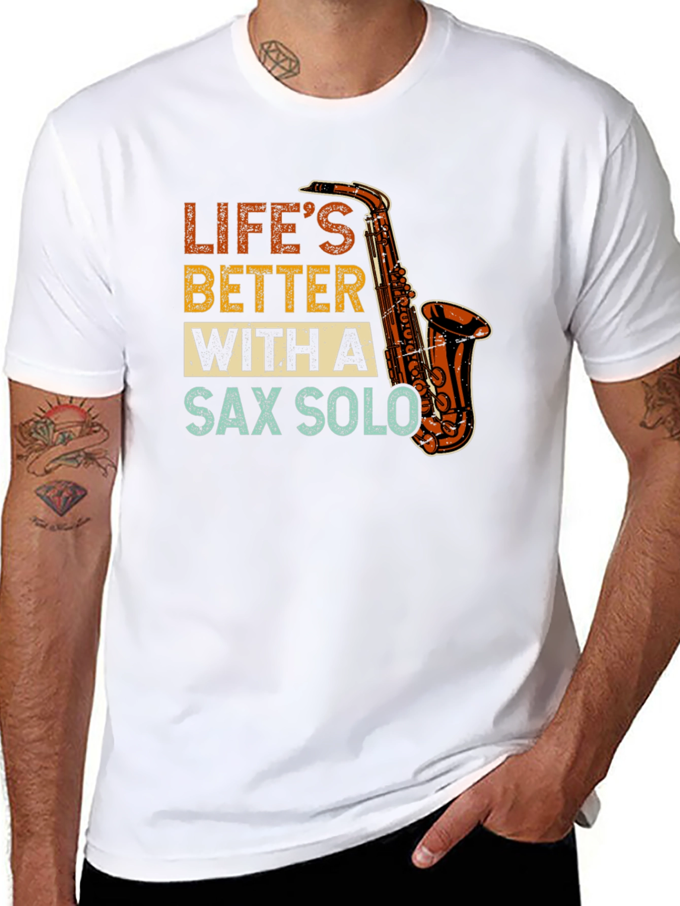 Lifes Better With Sax Solo Black T-Shirt