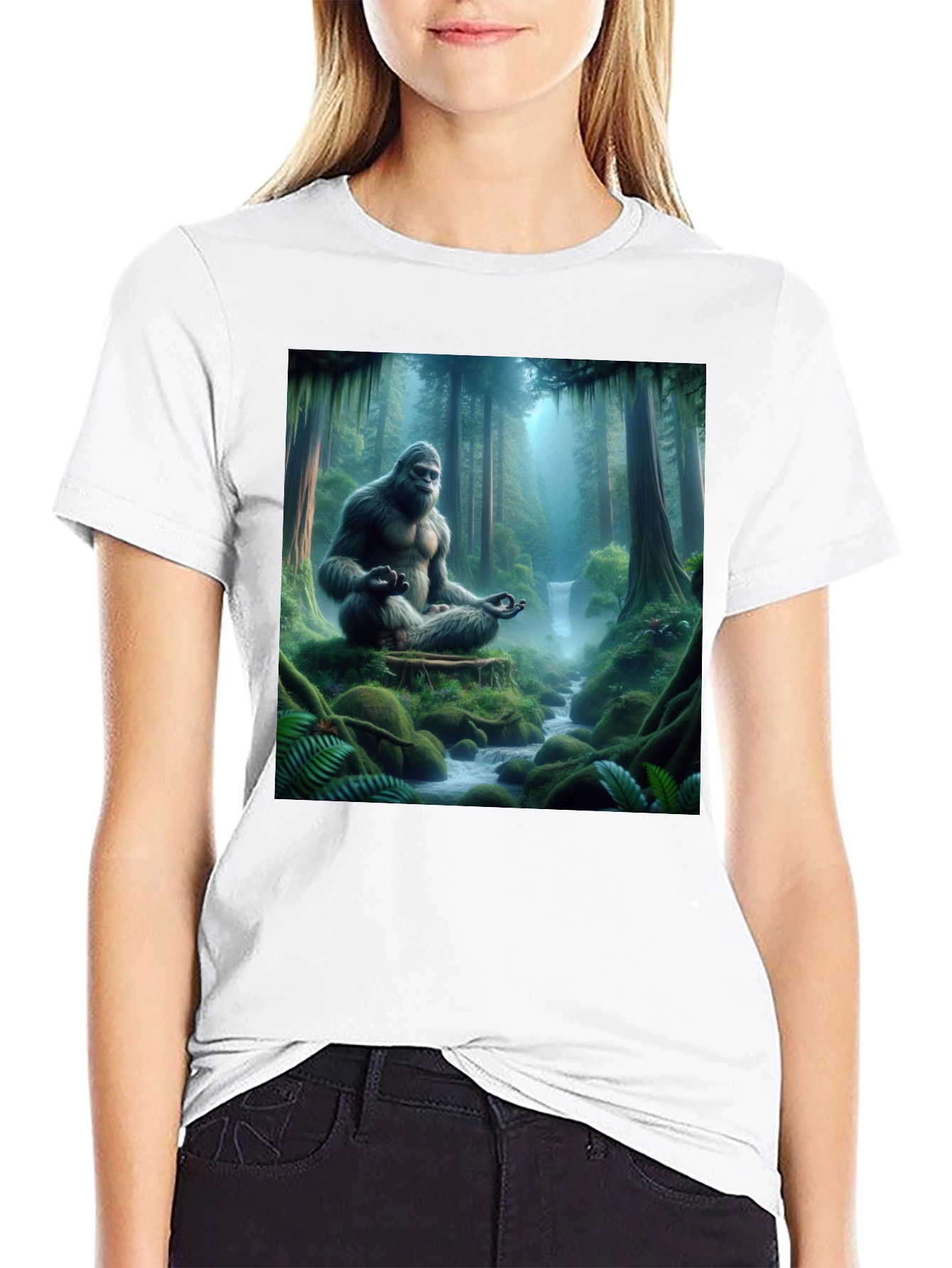 Zen Bigfoot T-Shirt: Meditating Sasquatch Design