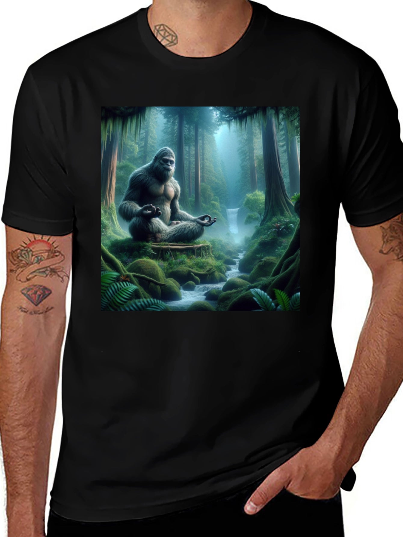 Zen Bigfoot T-Shirt: Meditating Sasquatch Design