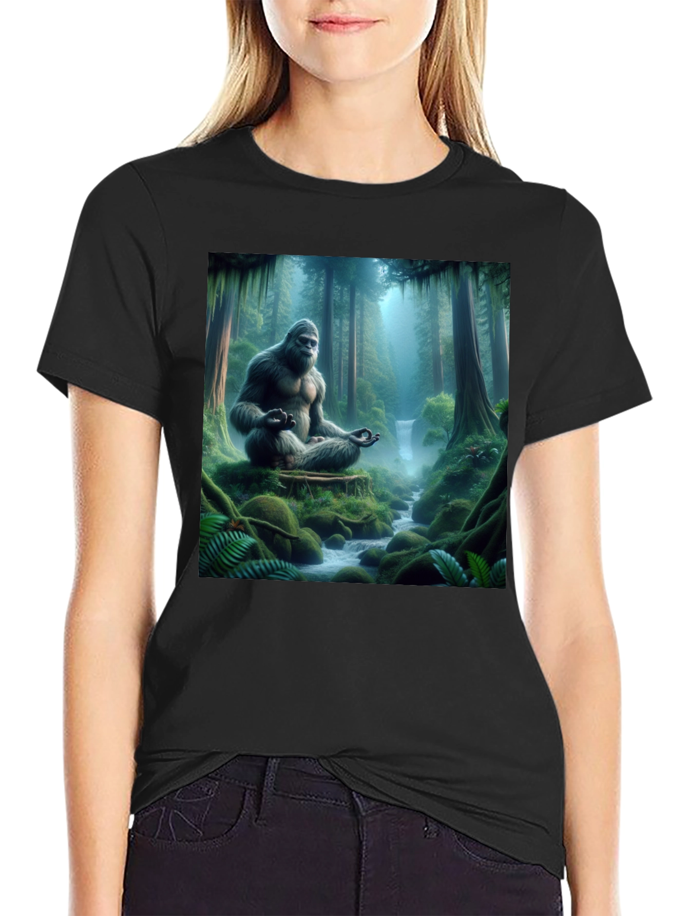 Zen Bigfoot T-Shirt: Meditating Sasquatch Design