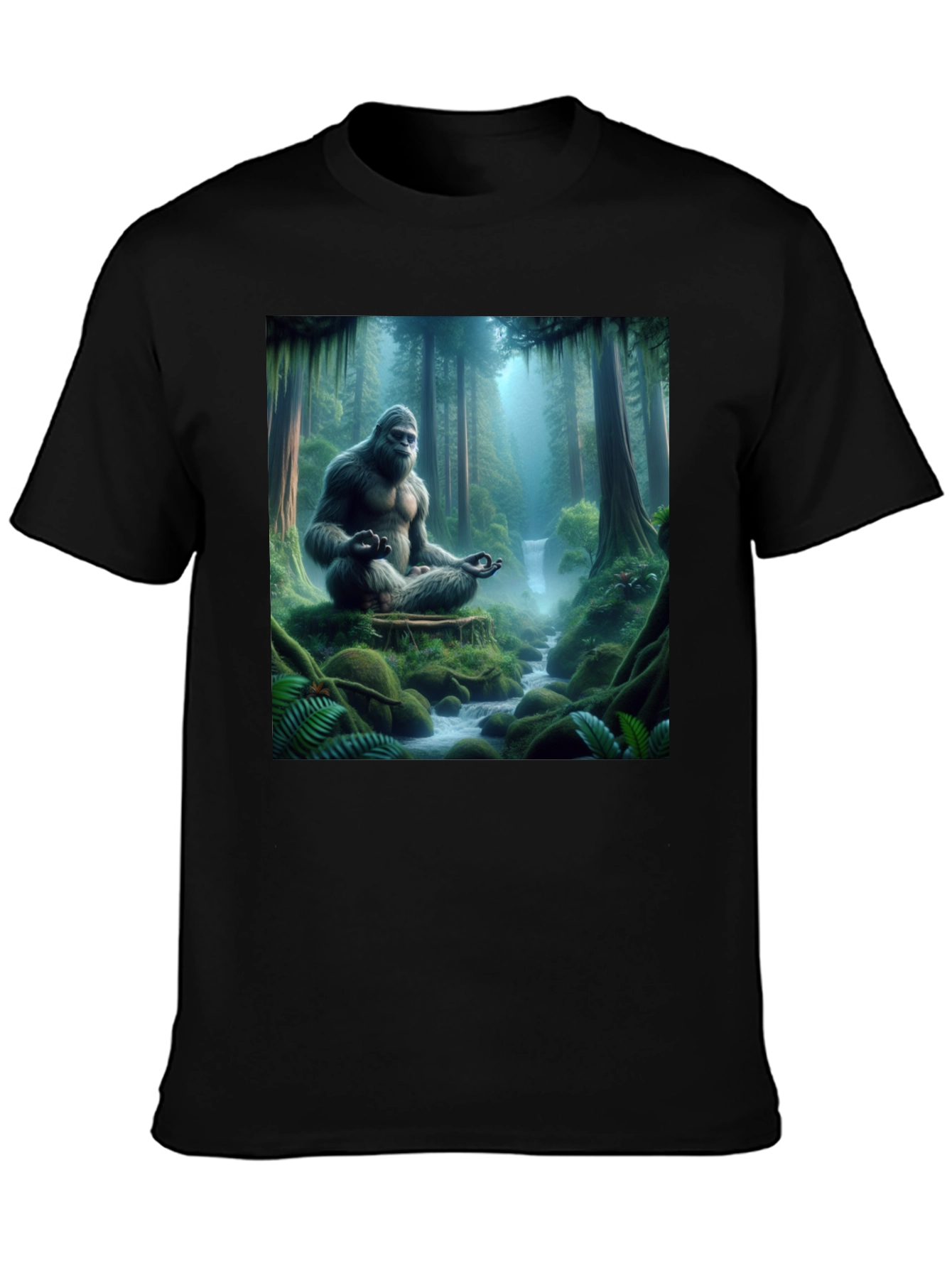 Zen Bigfoot T-Shirt: Meditating Sasquatch Design