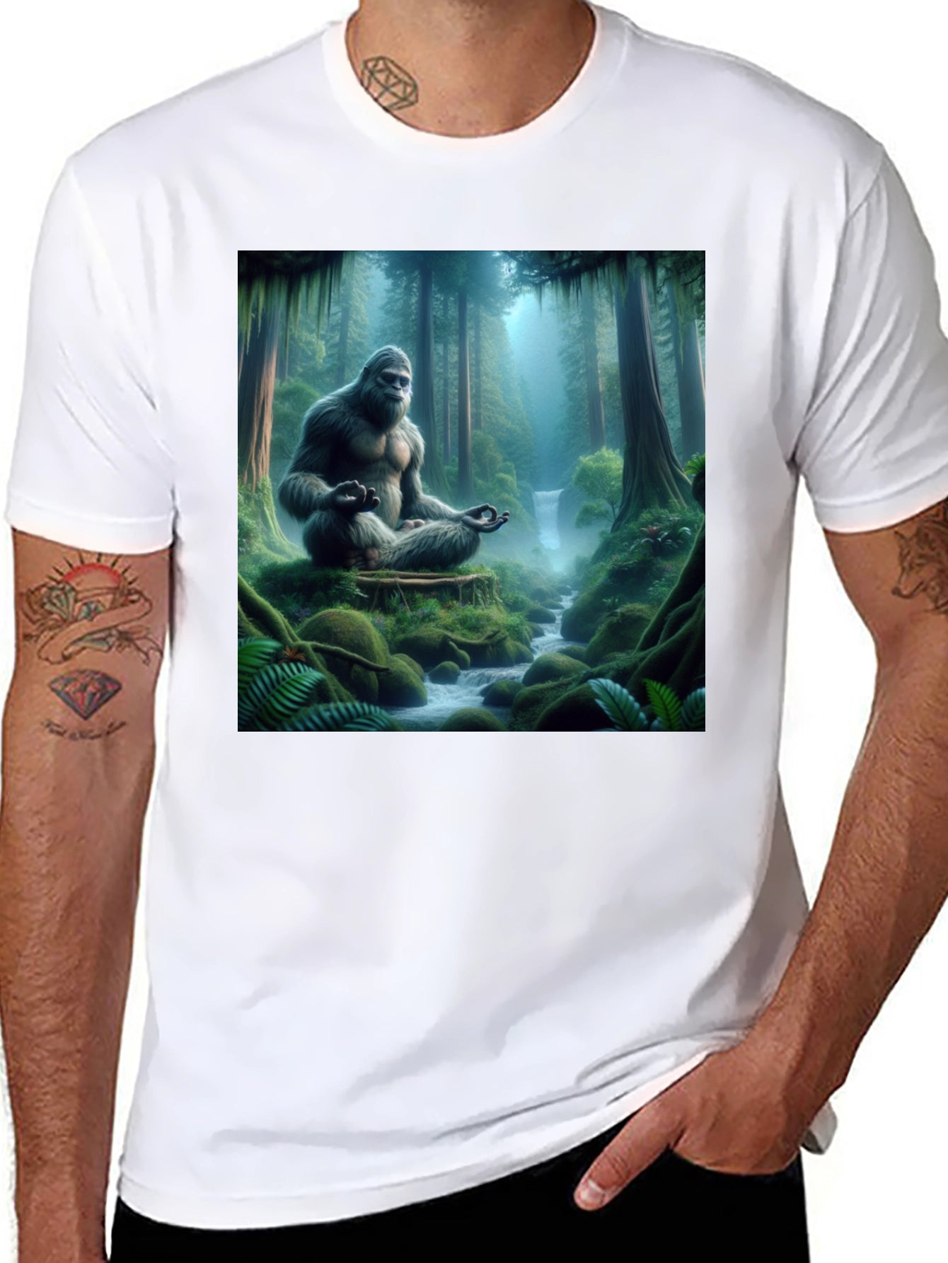 Zen Bigfoot T-Shirt: Meditating Sasquatch Design