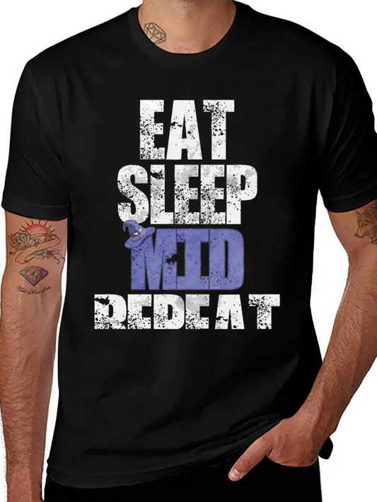 Eat Sleep MUD Repeat Black Graphic T-Shirt