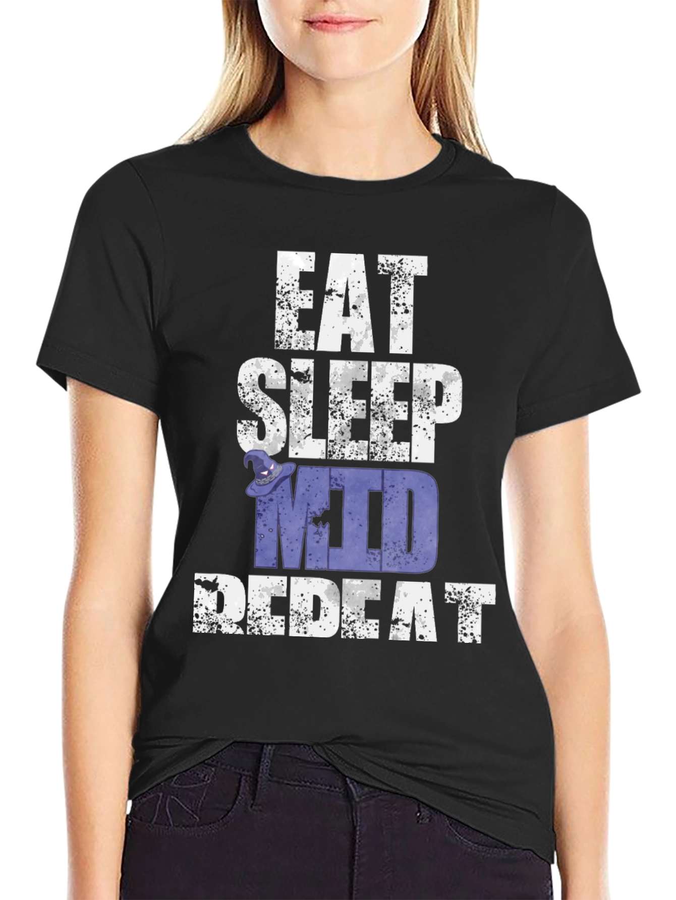 Eat Sleep MUD Repeat Black Graphic T-Shirt