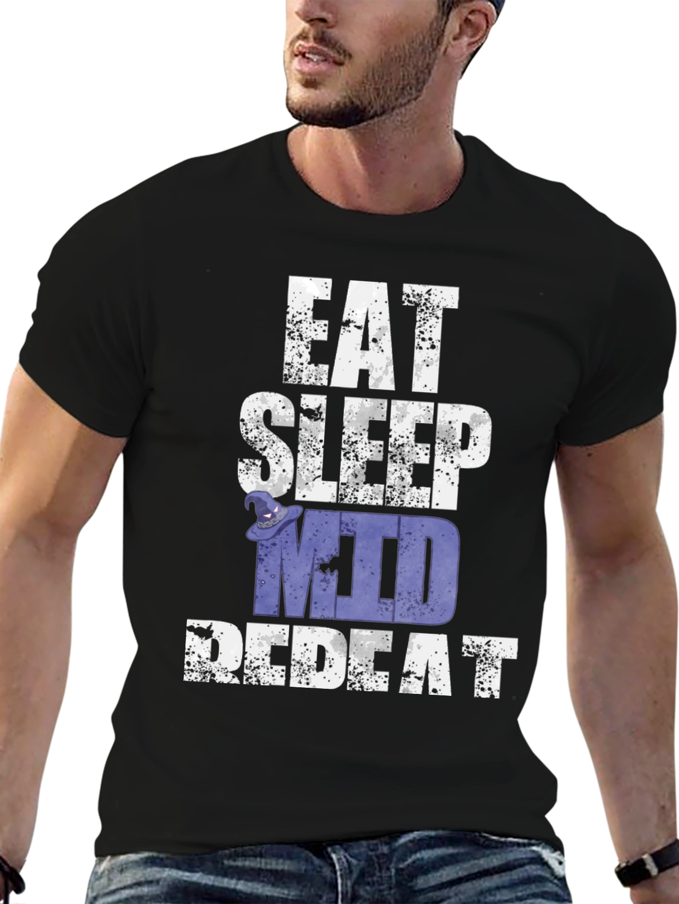 Eat Sleep MUD Repeat Black Graphic T-Shirt