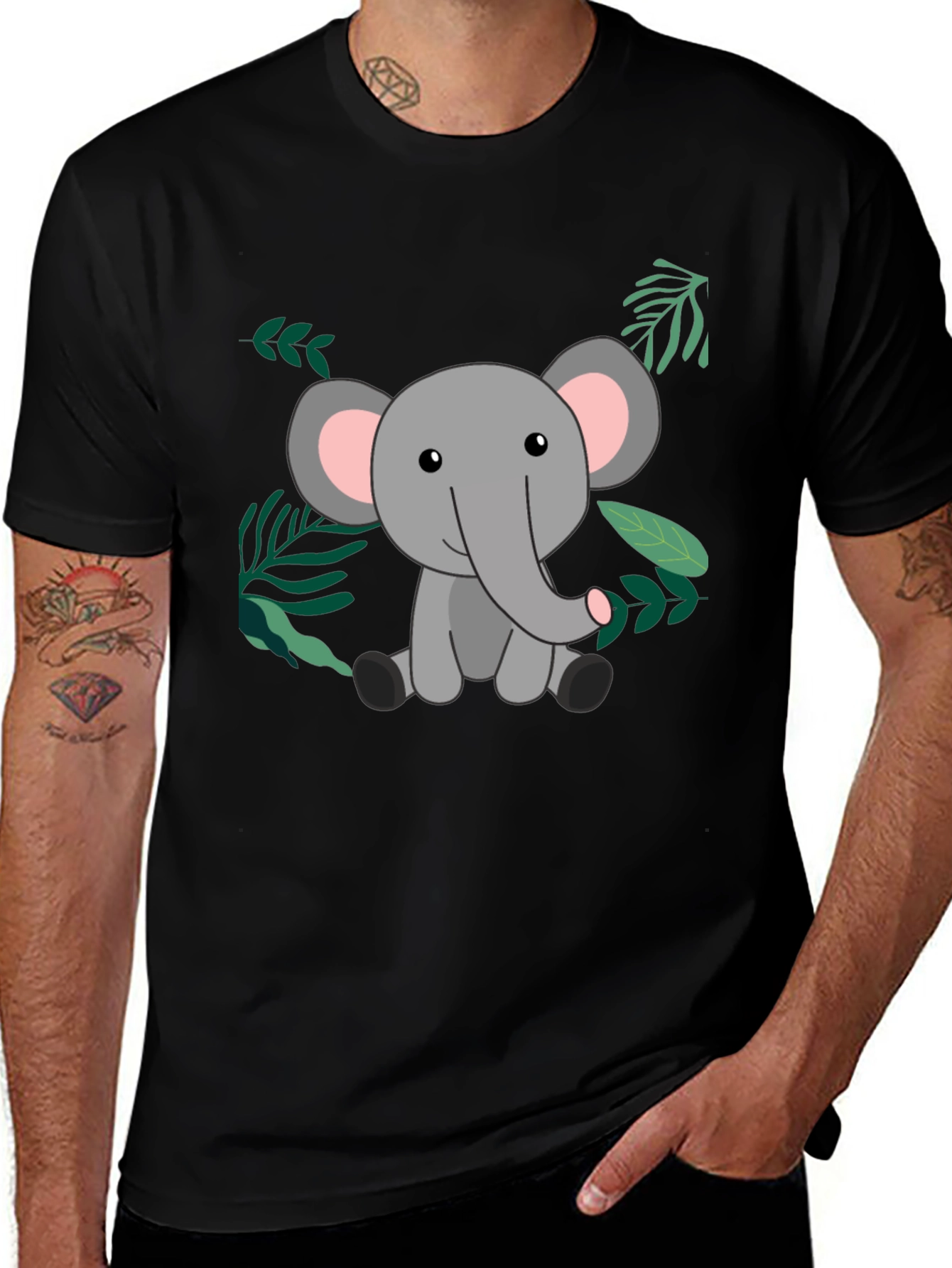 Cute Elephant Graphic T-Shirt - Unisex Black Tee