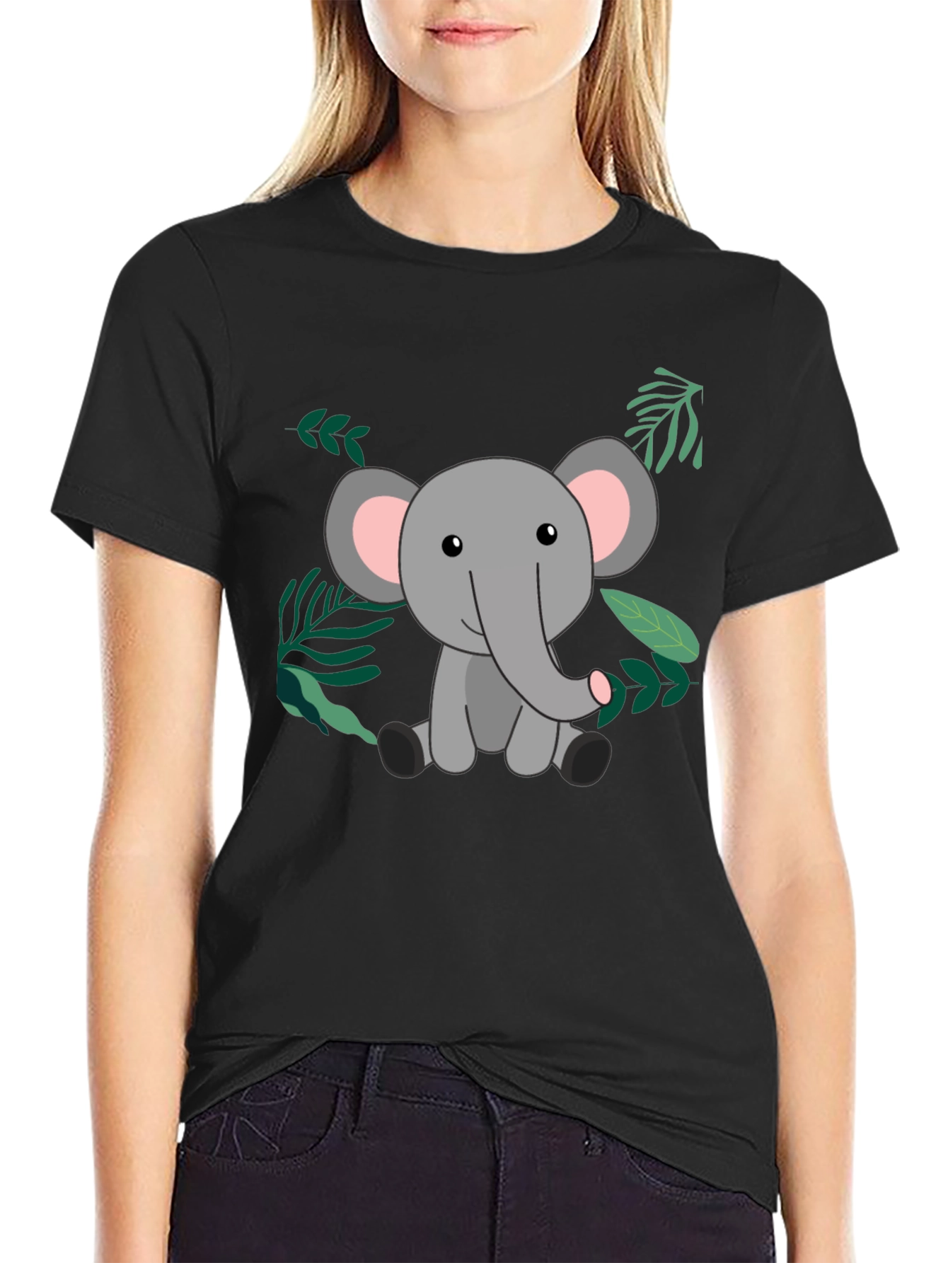 Cute Elephant Graphic T-Shirt - Unisex Black Tee