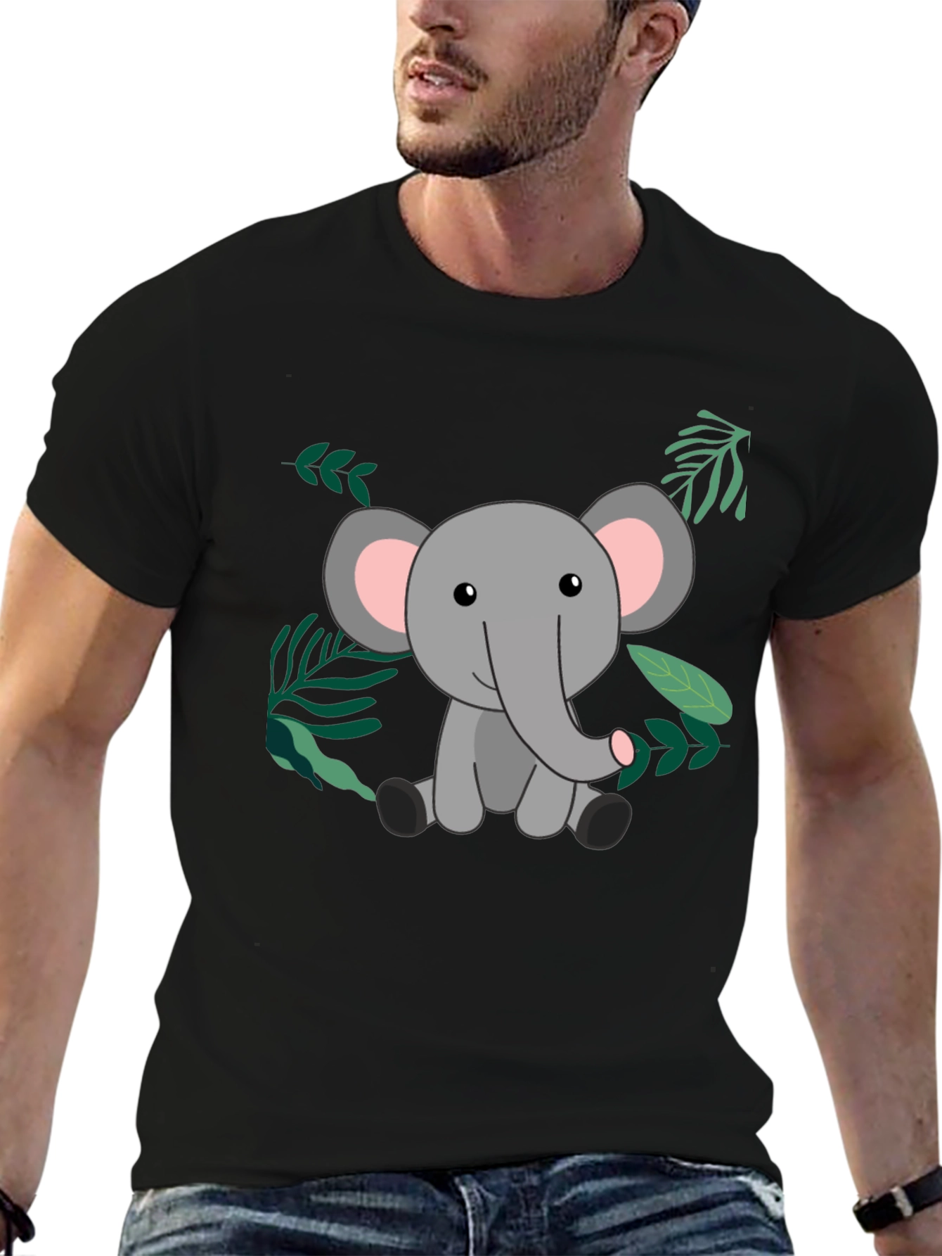 Cute Elephant Graphic T-Shirt - Unisex Black Tee