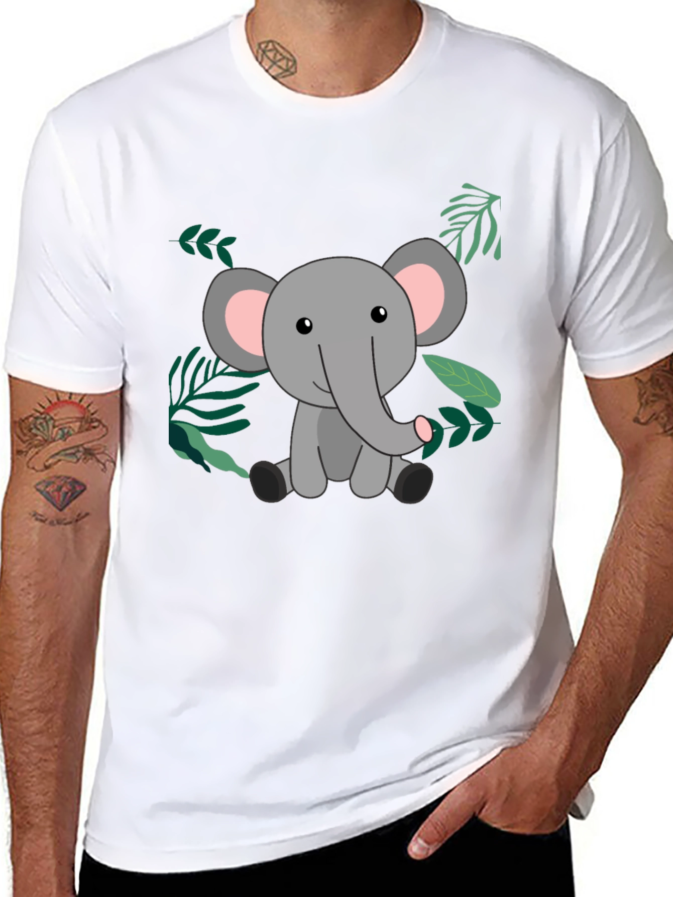 Cute Elephant Graphic T-Shirt - Unisex Black Tee