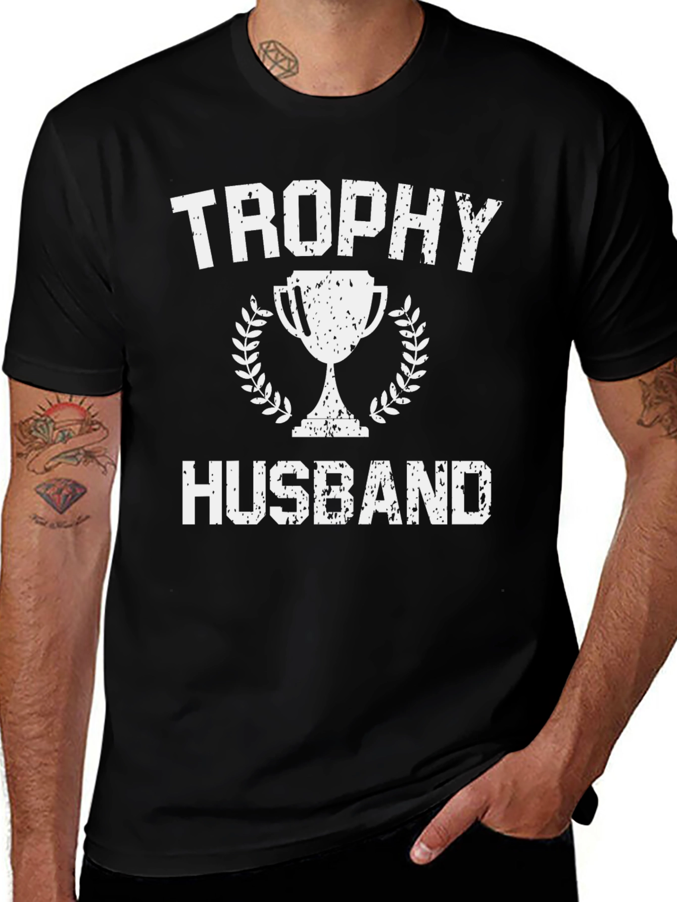 Trophy Husband Graphic Tee - Black Cotton