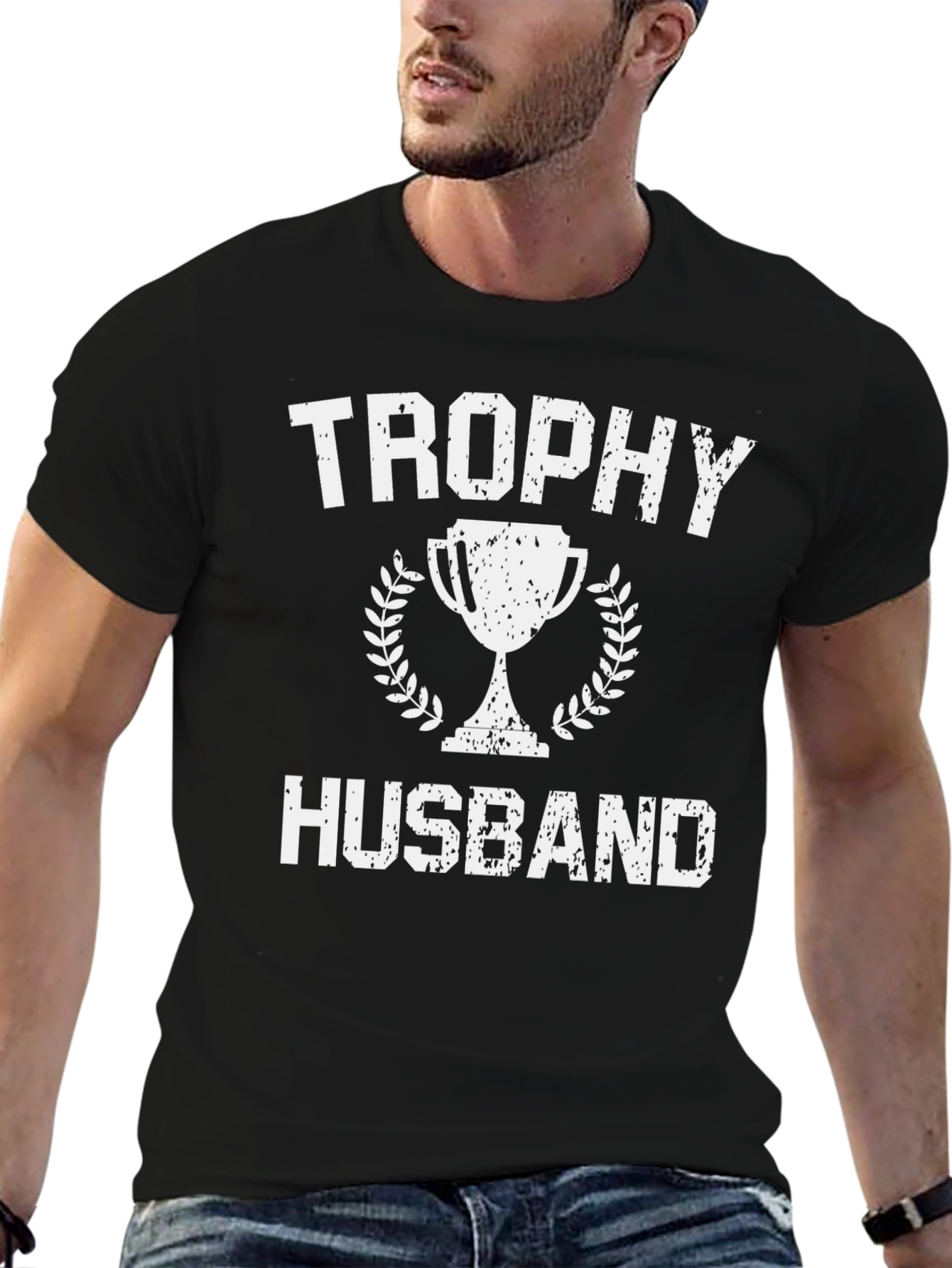Trophy Husband Graphic Tee - Black Cotton