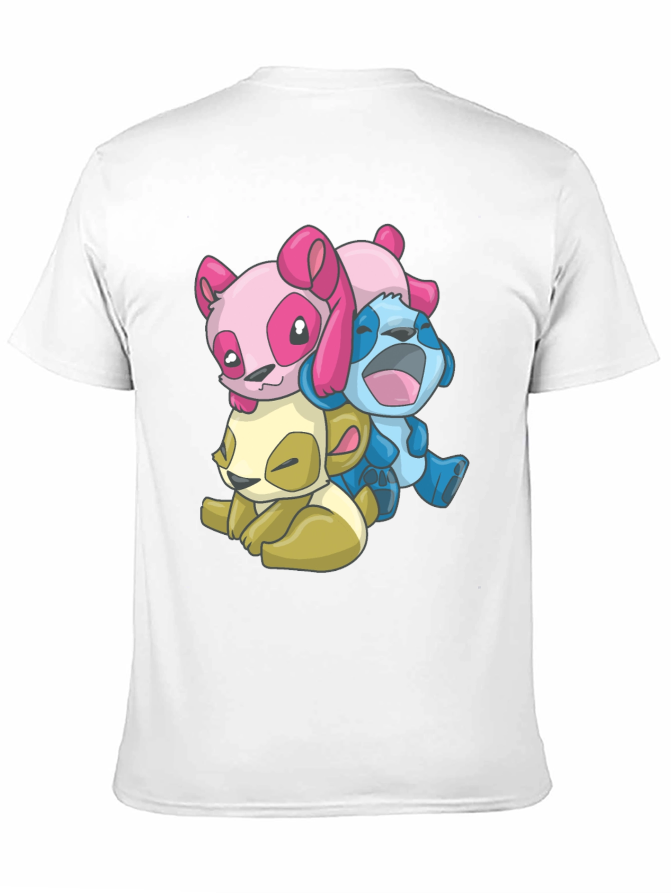 Cartoon Animal Stack Black T-Shirt