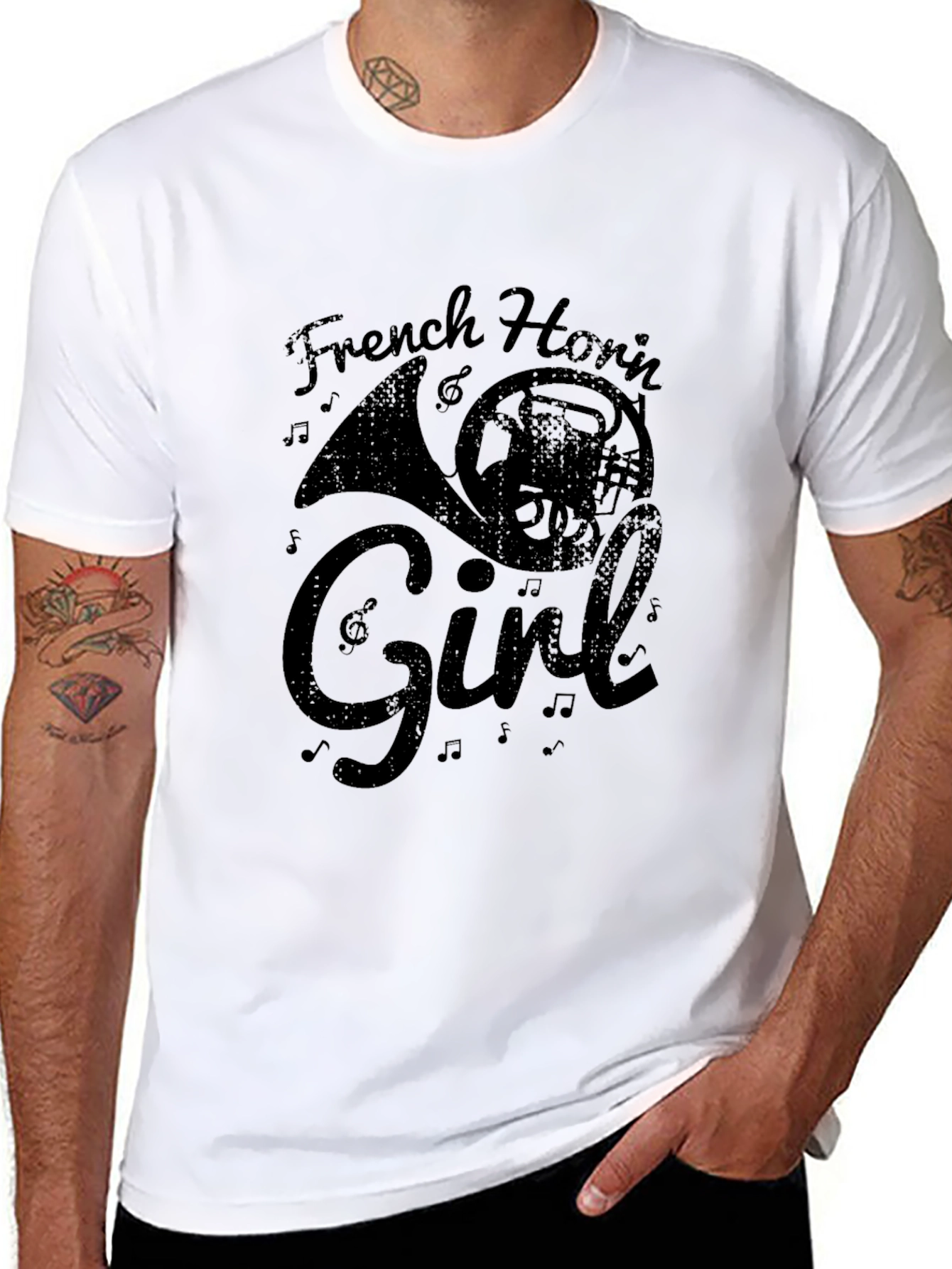 French Horn Girl T-Shirt - Music Lover Tee