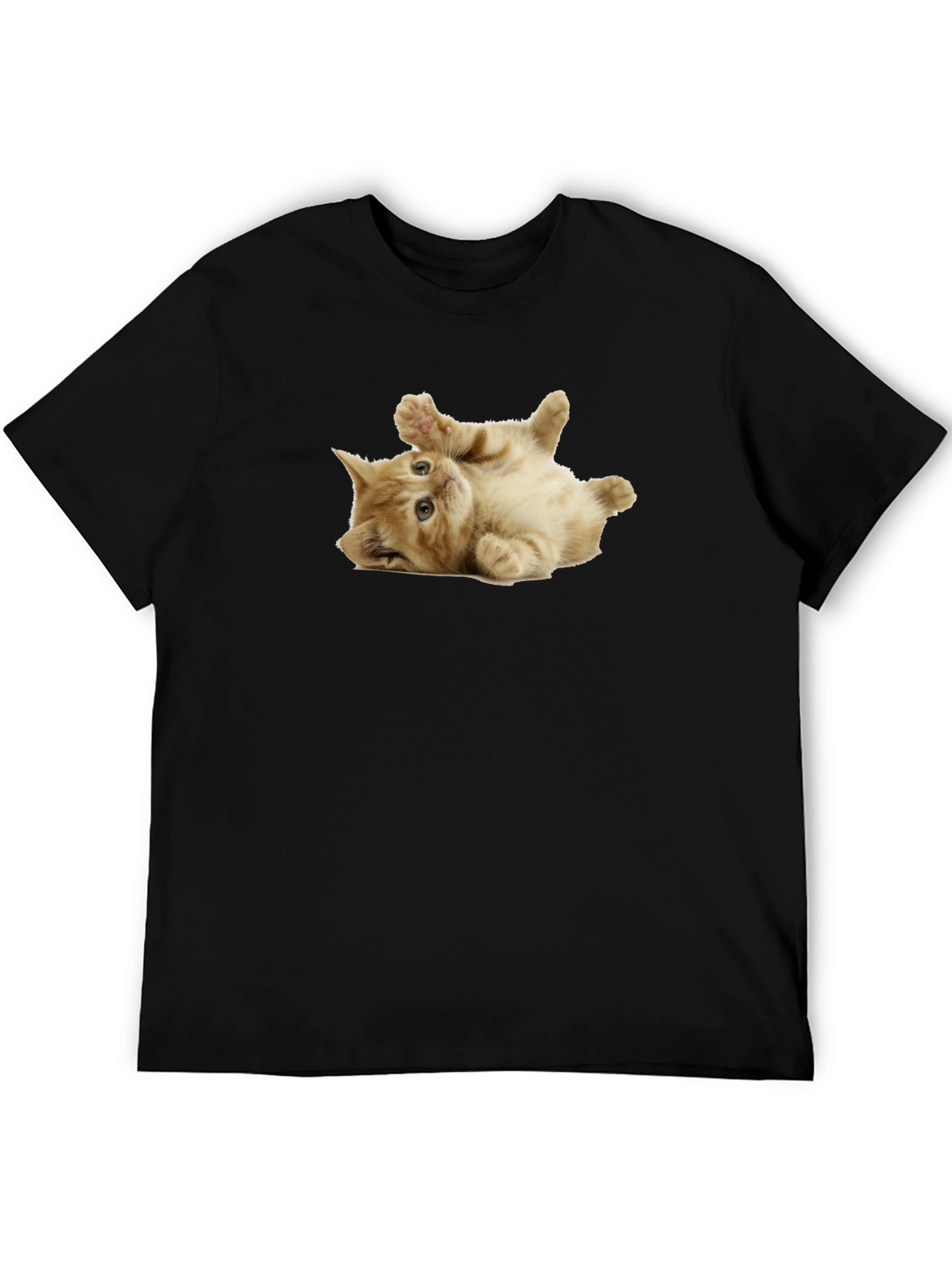 Playful Kitten Graphic Black T-Shirt