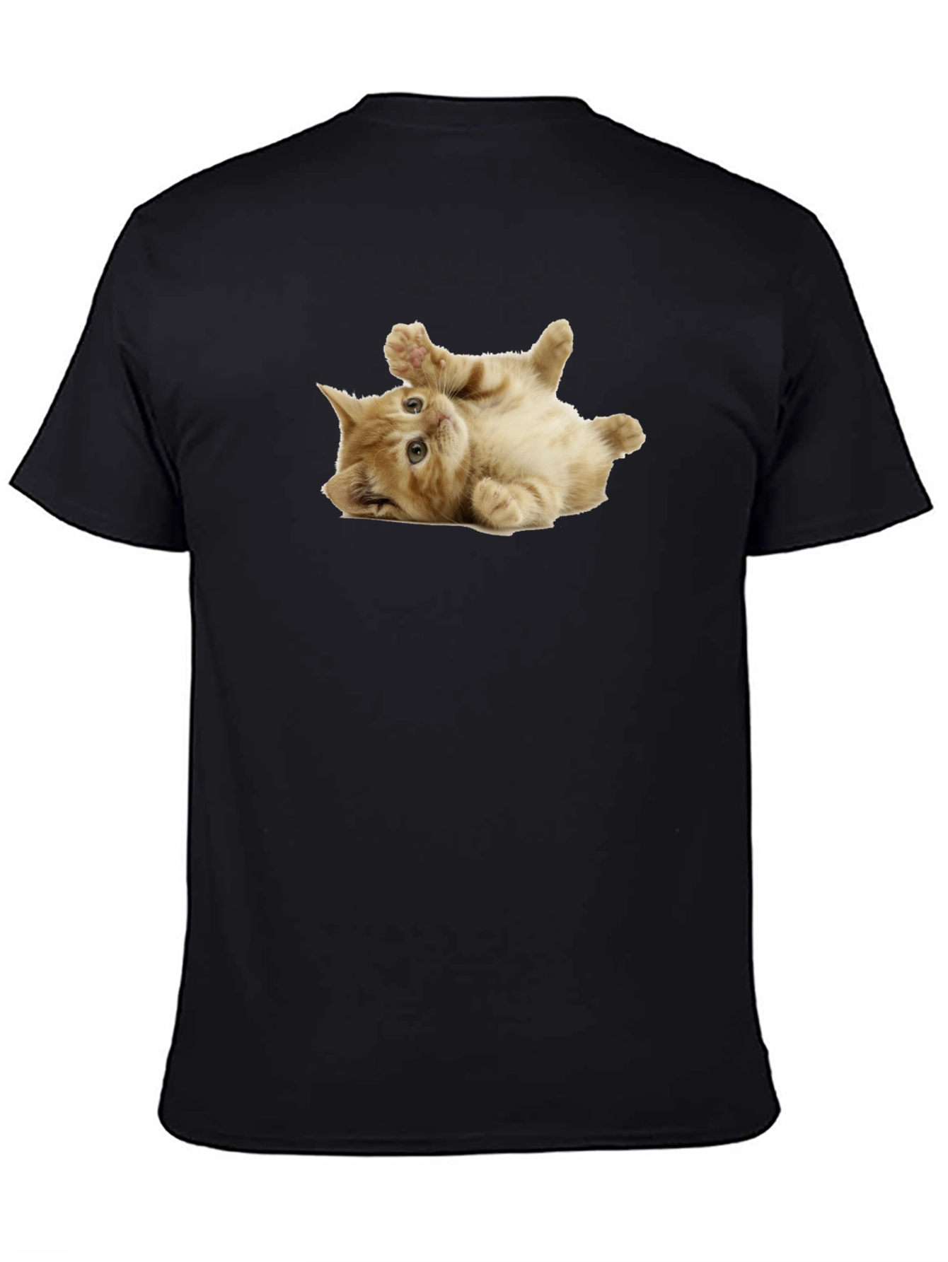 Playful Kitten Graphic Black T-Shirt