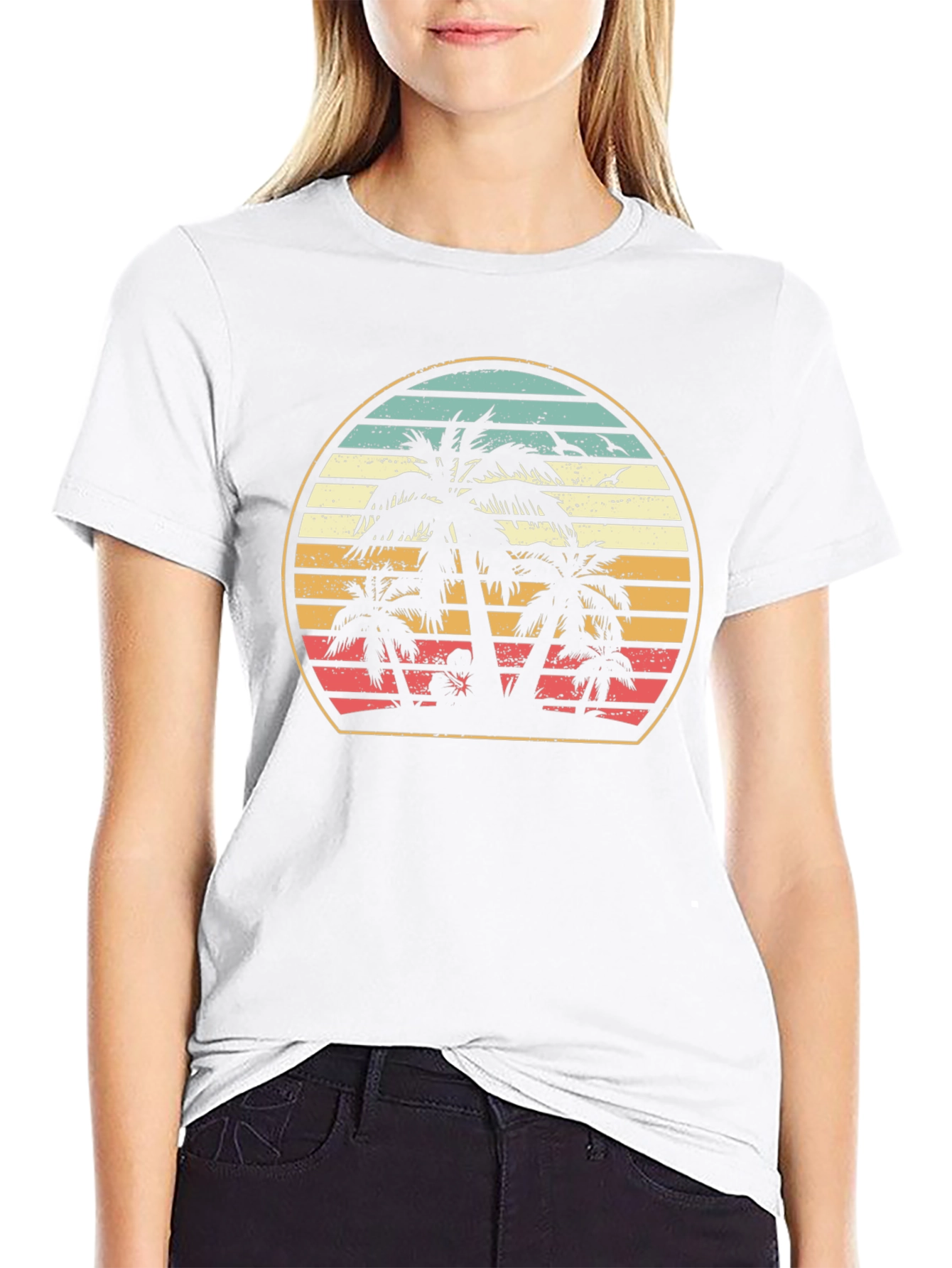 Retro Palm Tree Sunset Graphic T-Shirt