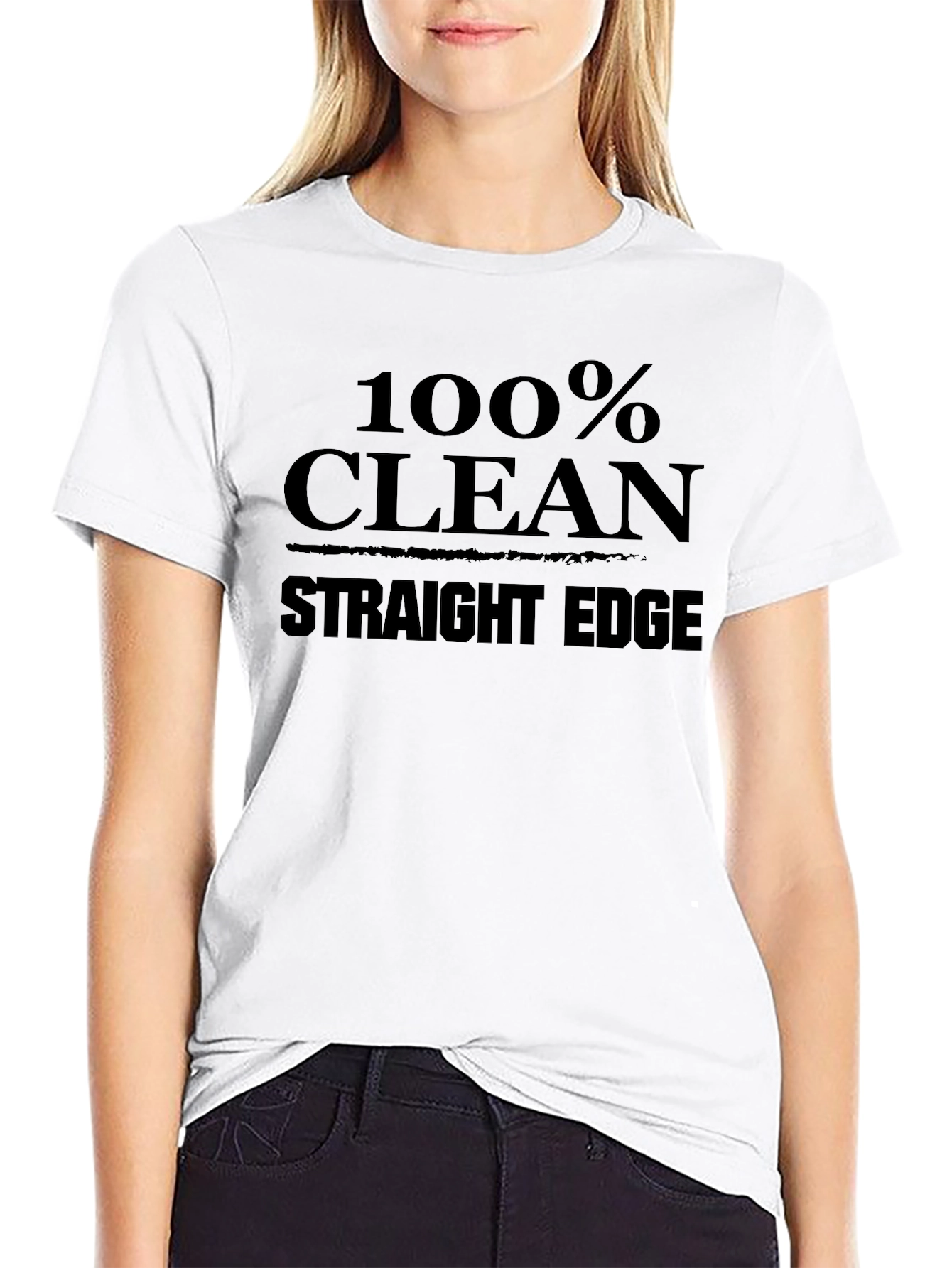 100% Clean Straight Edge Black T-Shirt