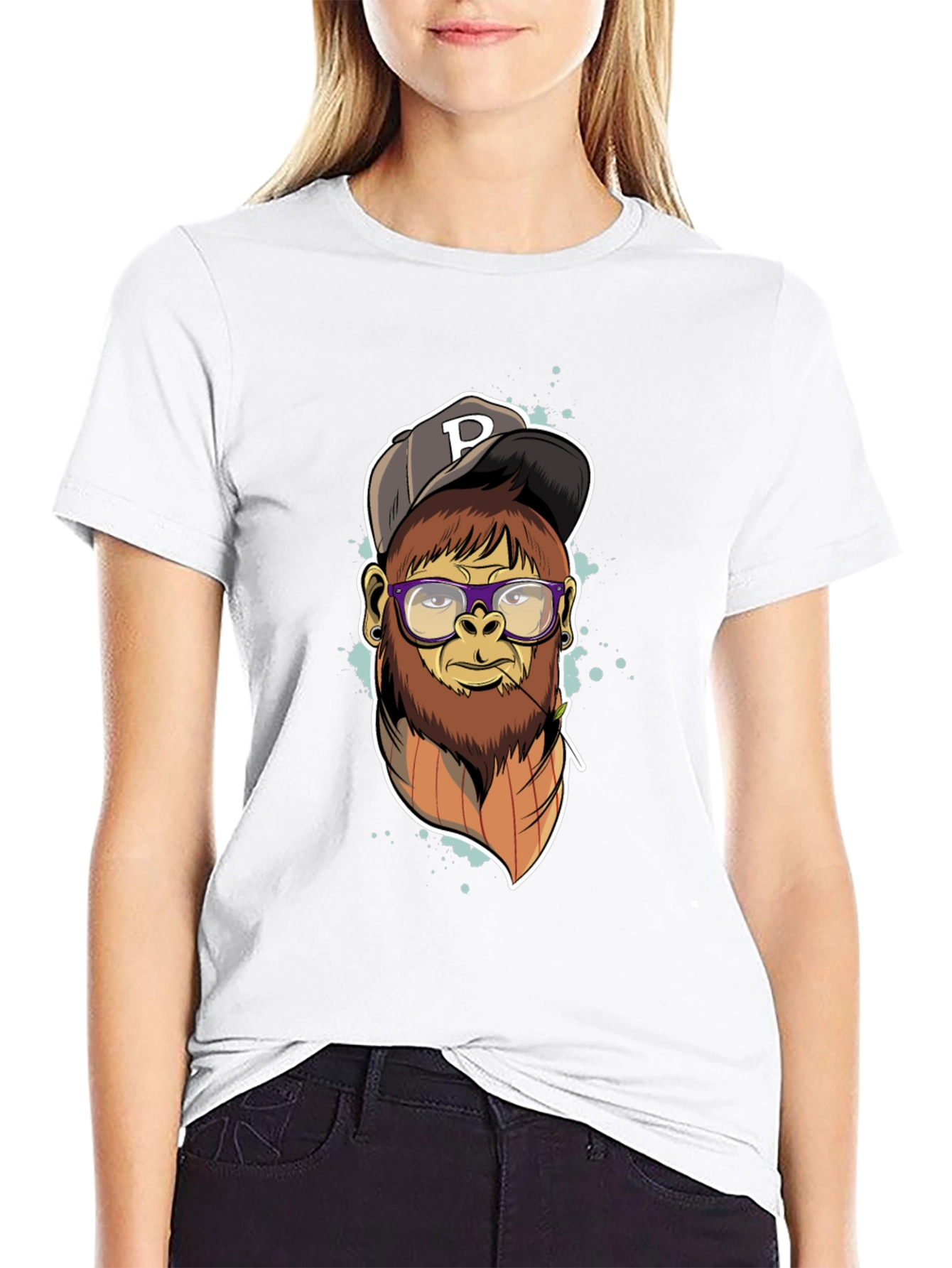 Hipster Ape Graphic Tee - Cool Black T-Shirt