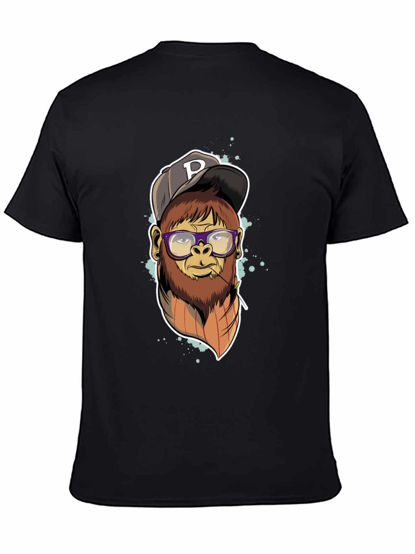 Hipster Ape Graphic Tee - Cool Black T-Shirt