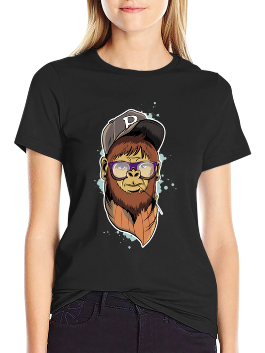 Hipster Ape Graphic Tee - Cool Black T-Shirt