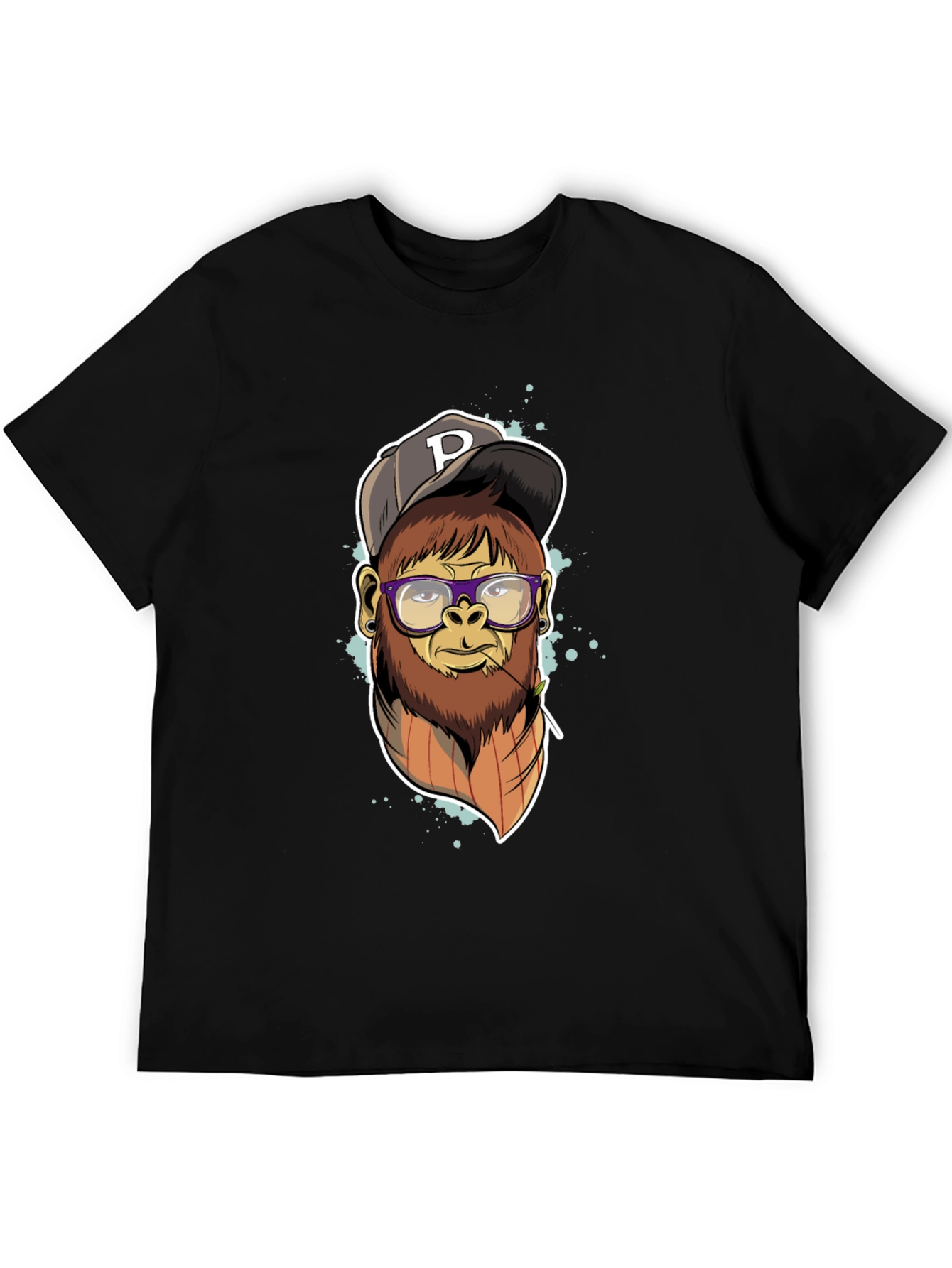 Hipster Ape Graphic Tee - Cool Black T-Shirt