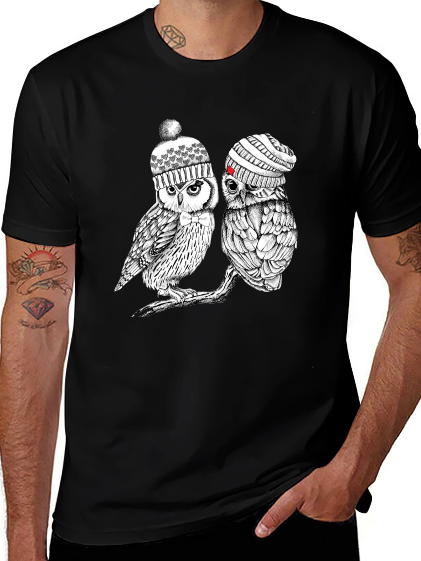 Owl Beanie Graphic Tee - Cozy Winter Style