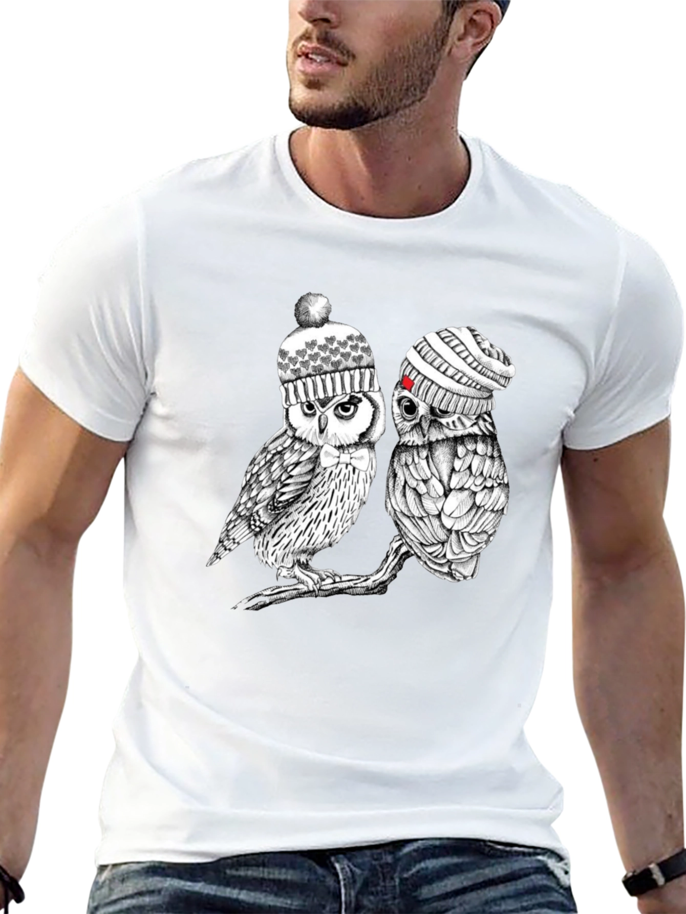 Owl Beanie Graphic Tee - Cozy Winter Style
