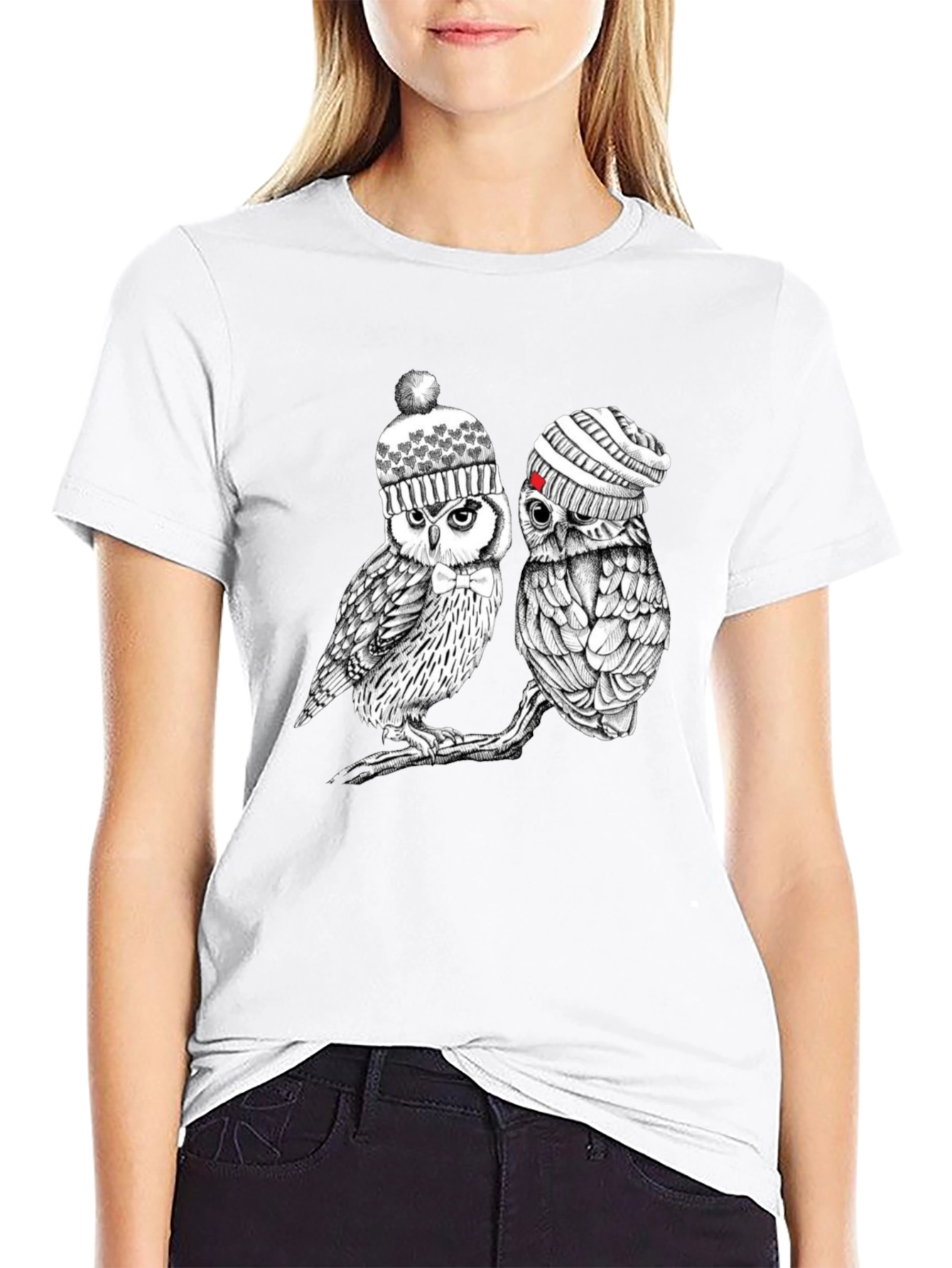 Owl Beanie Graphic Tee - Cozy Winter Style