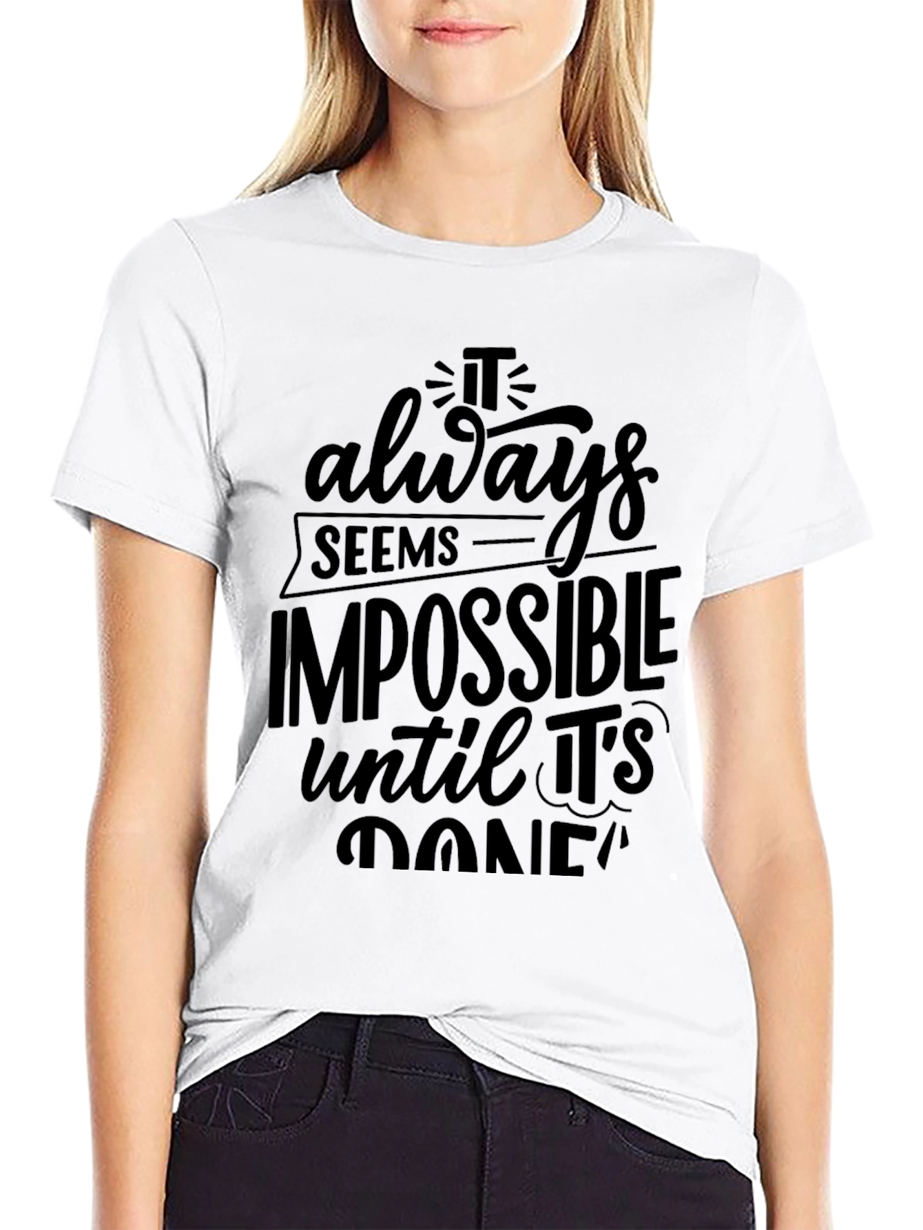 Motivational Black T-Shirt: Impossible Until Its Done