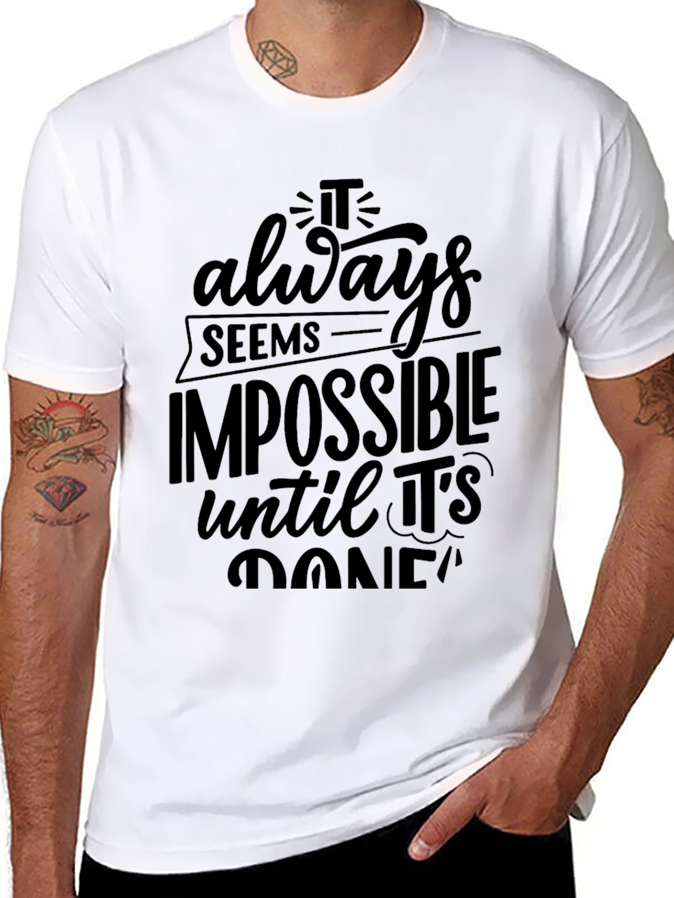 Motivational Black T-Shirt: Impossible Until Its Done