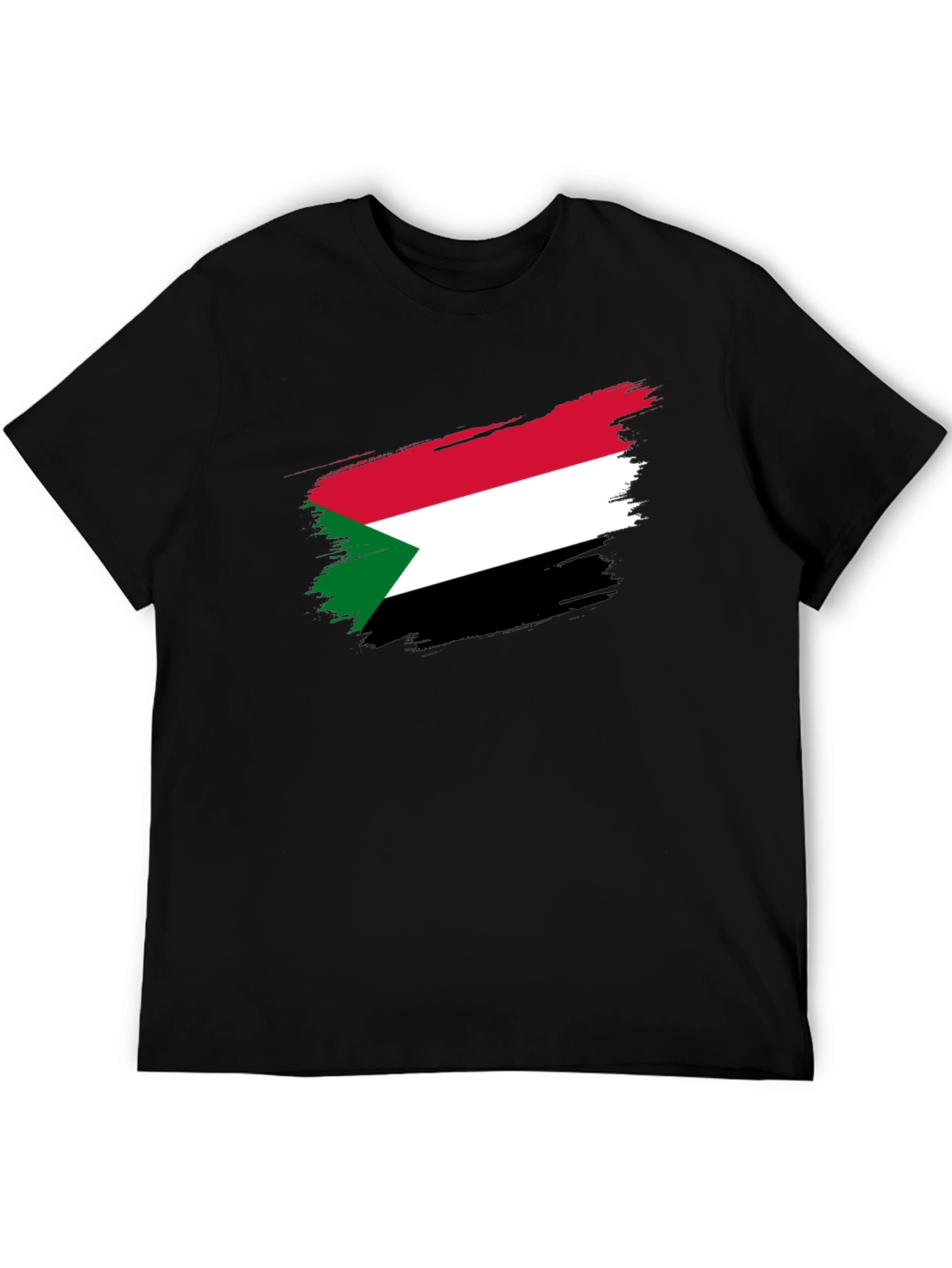 Sudan Flag Brush Stroke T-Shirt - Black