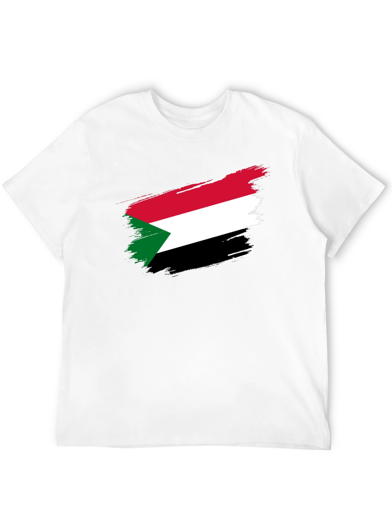 Sudan Flag Brush Stroke T-Shirt - Black