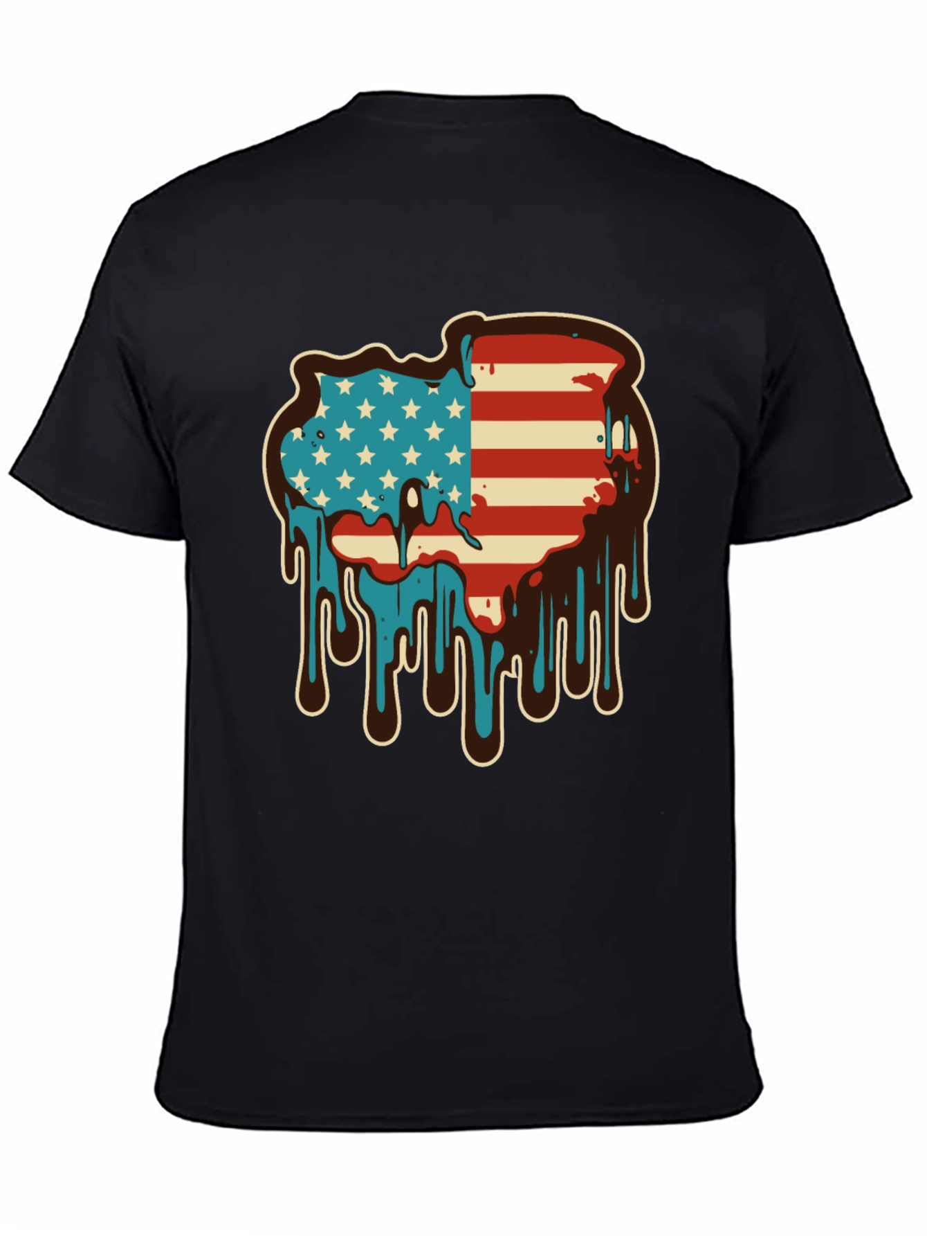 USA Flag Drip Graphic Tee - Patriotic Style