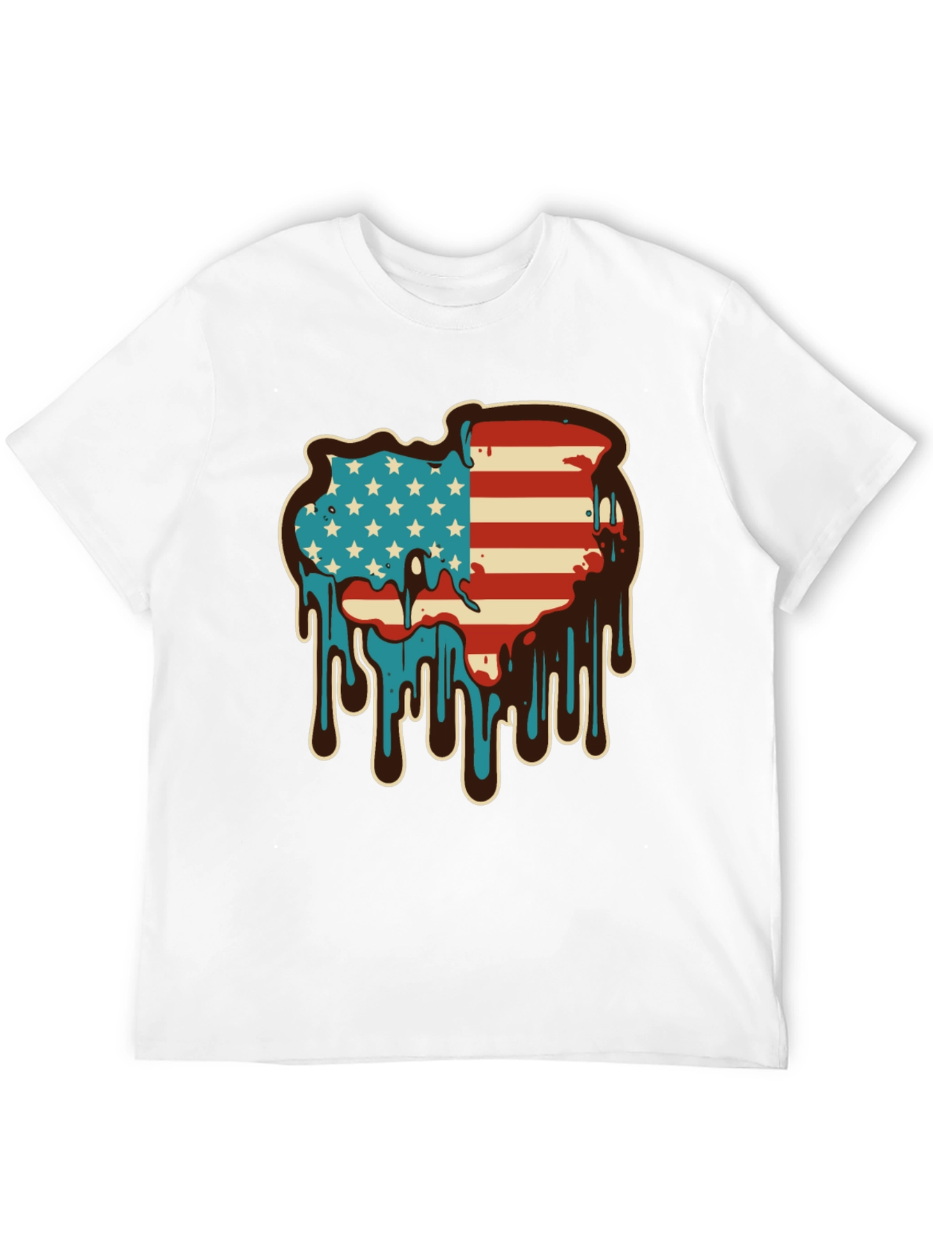 USA Flag Drip Graphic Tee - Patriotic Style