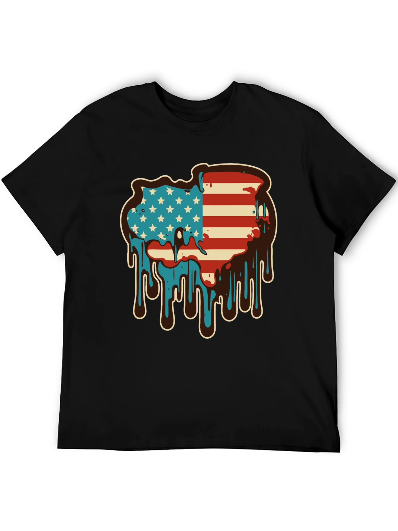 USA Flag Drip Graphic Tee - Patriotic Style