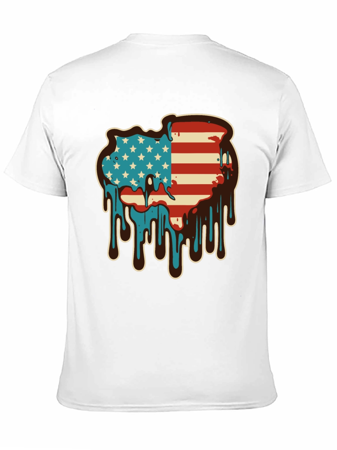 USA Flag Drip Graphic Tee - Patriotic Style