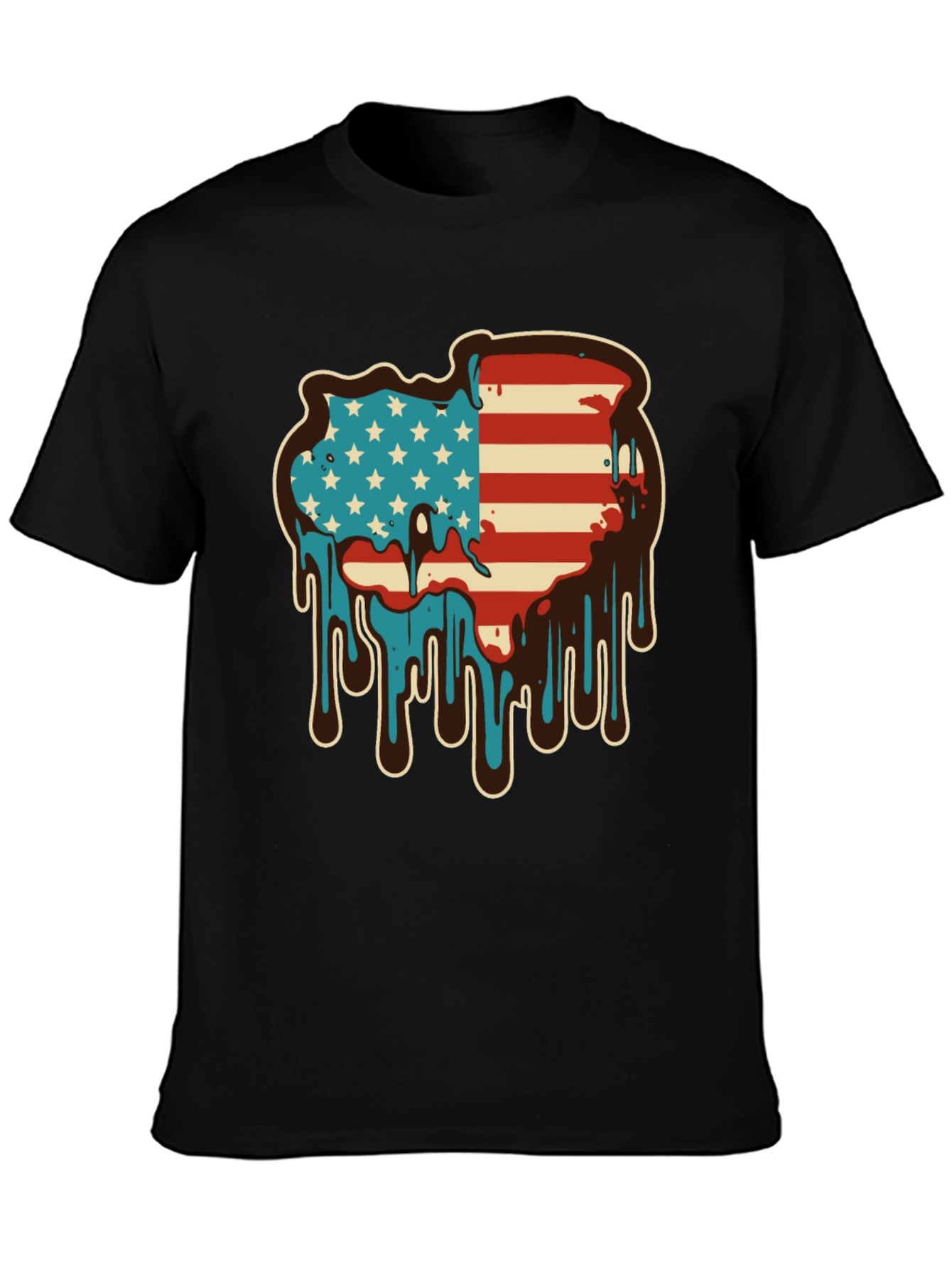 USA Flag Drip Graphic Tee - Patriotic Style