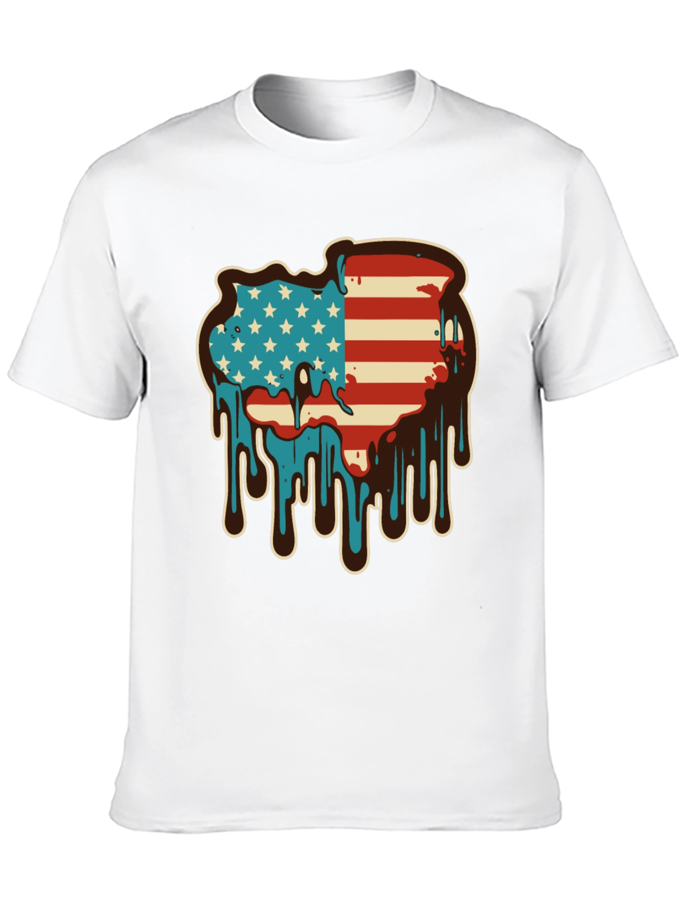 USA Flag Drip Graphic Tee - Patriotic Style