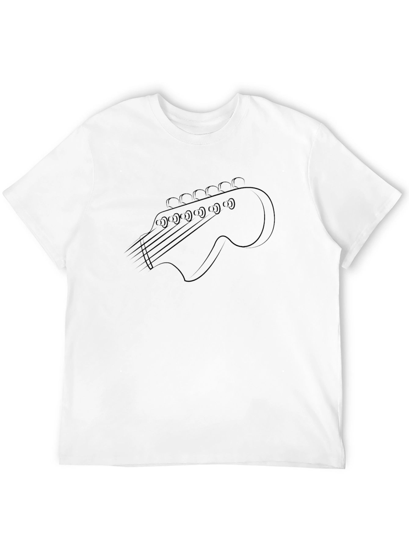 Guitar Headstock Outline T-Shirt - Black