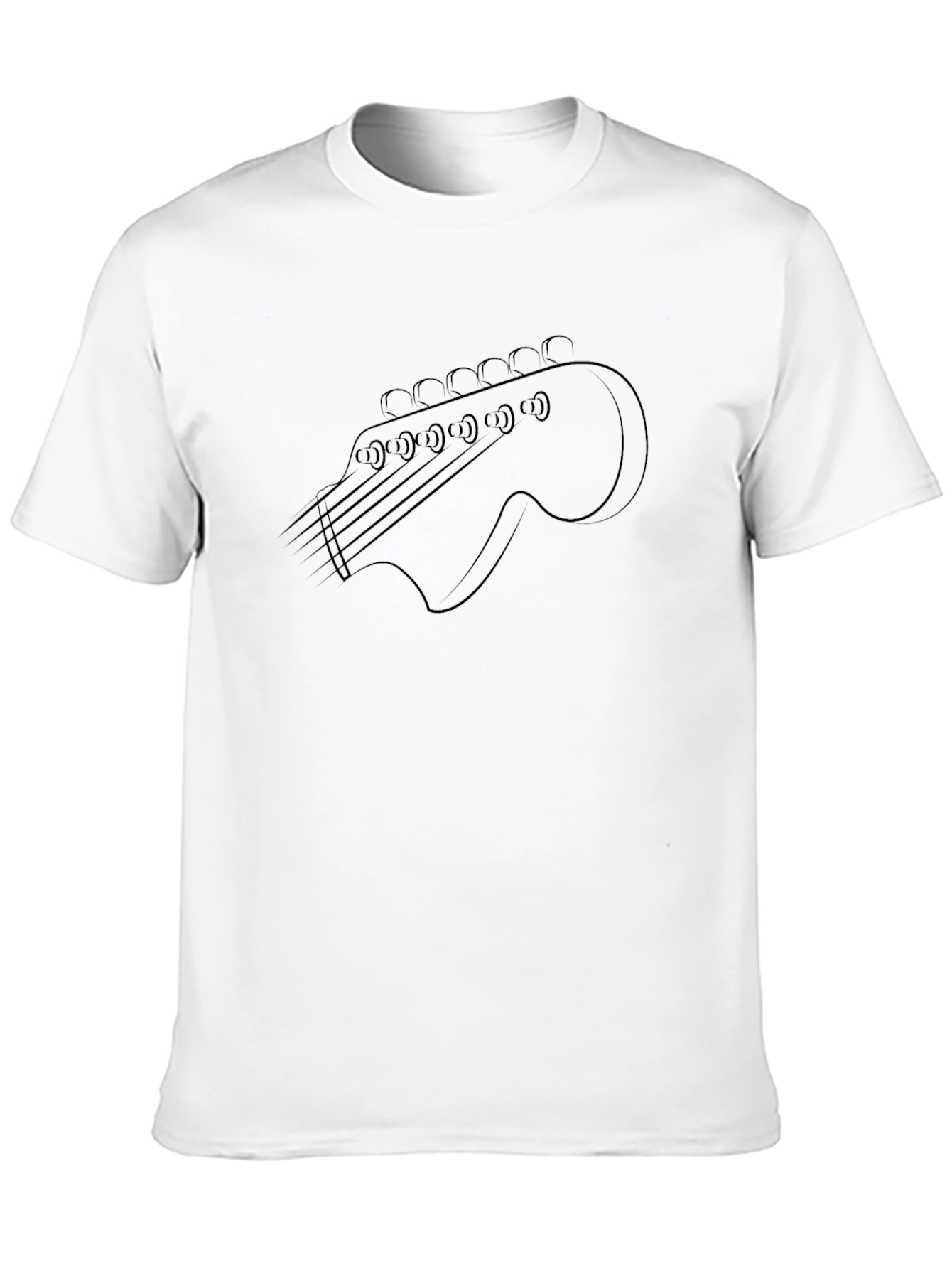 Guitar Headstock Outline T-Shirt - Black