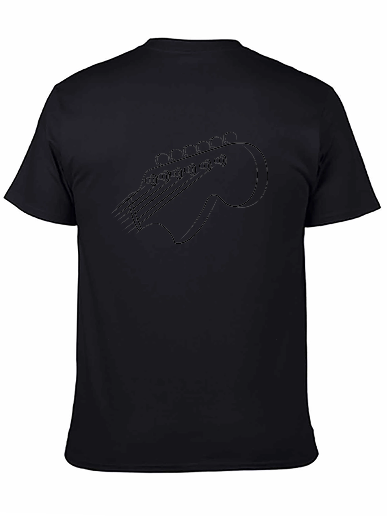 Guitar Headstock Outline T-Shirt - Black