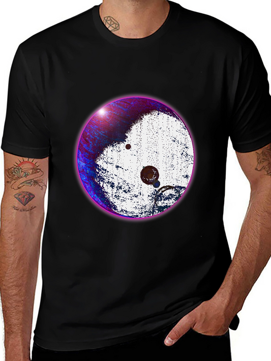 Abstract Yin Yang Graphic Tee - Stylish Black T-Shirt