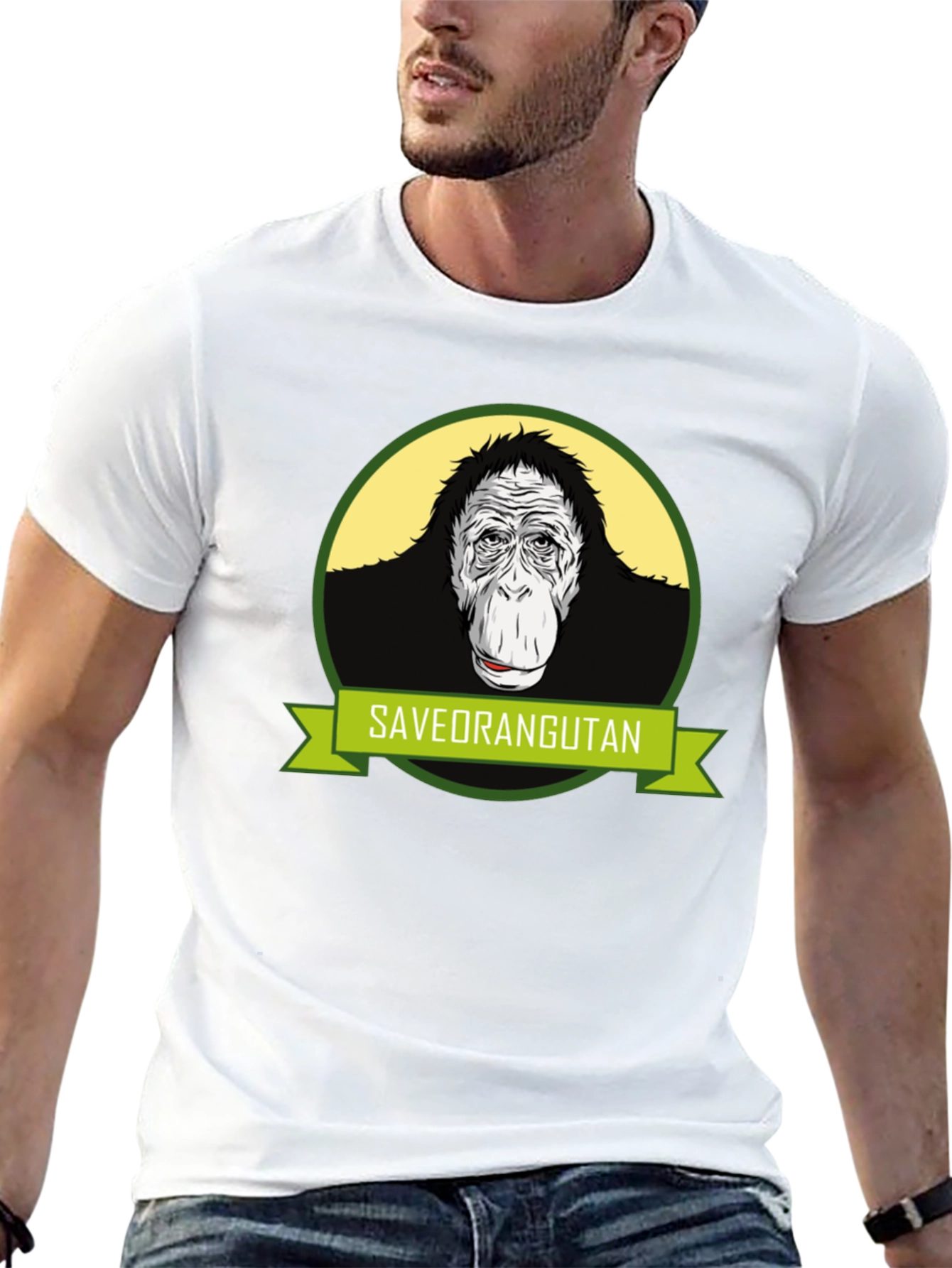 Save Orangutan Graphic Tee - Black Cotton T-Shirt