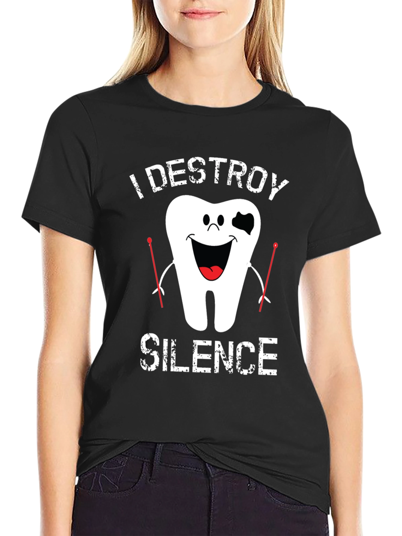 I Destroy Silence Drummer Tooth T-Shirt