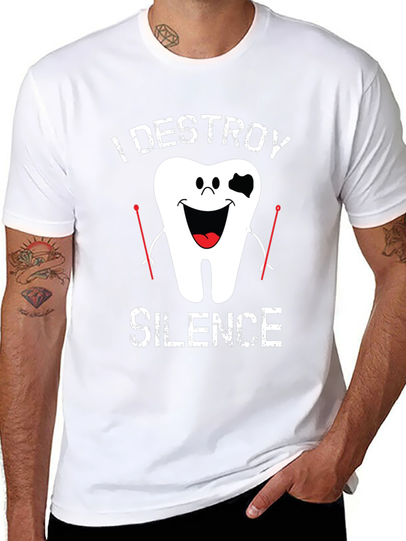 I Destroy Silence Drummer Tooth T-Shirt